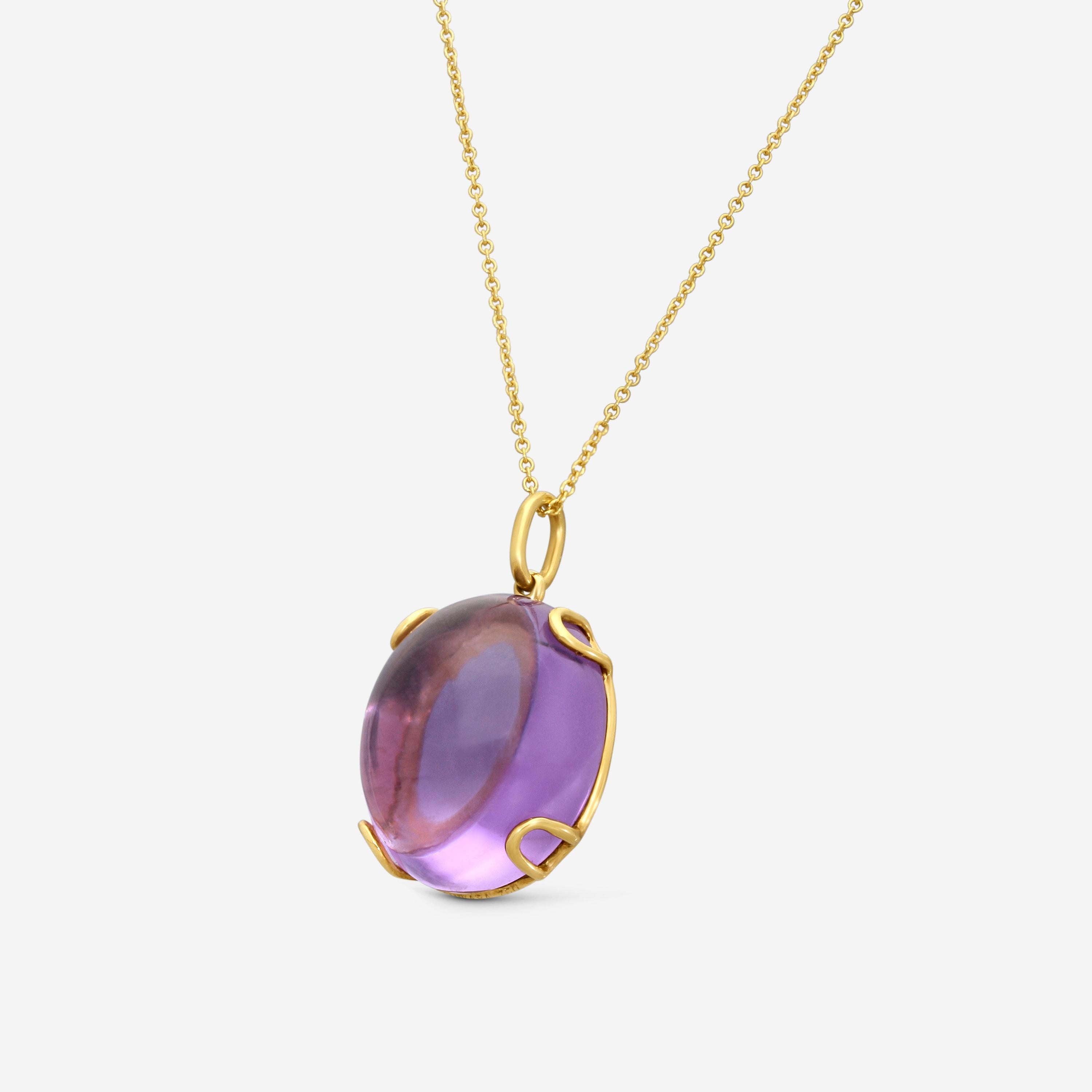 Goshwara Rock-N-Roll 18K Yellow Gold Amethyst Oval Cabochon Pendant JP0002-S-AM — view 2