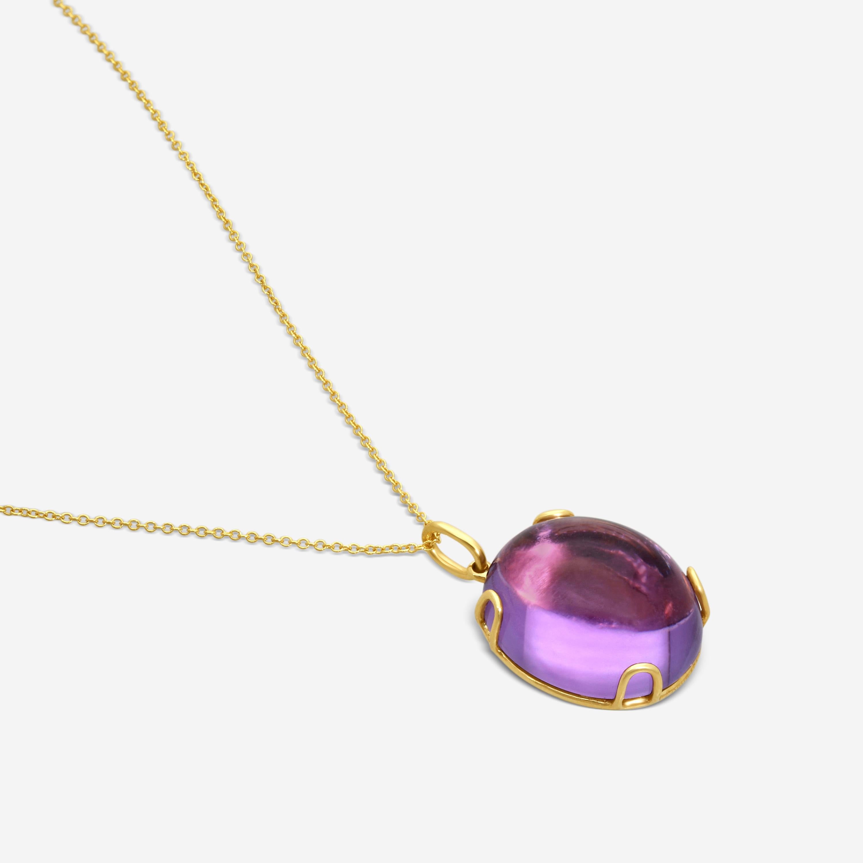 Goshwara Rock-N-Roll 18K Yellow Gold Amethyst Oval Cabochon Pendant JP0002-S-AM — view 3