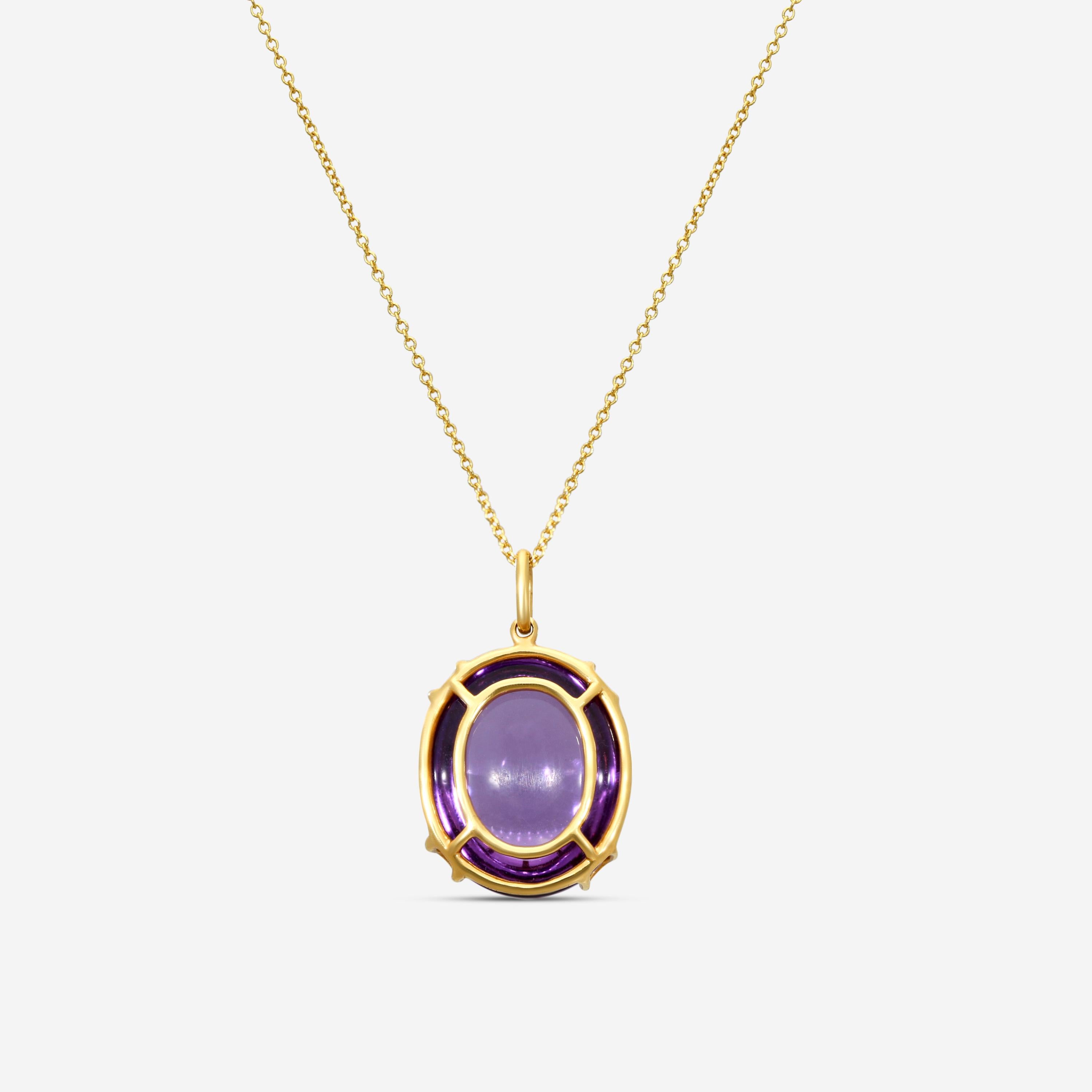 Goshwara Rock-N-Roll 18K Yellow Gold Amethyst Oval Cabochon Pendant JP0002-S-AM — view 4