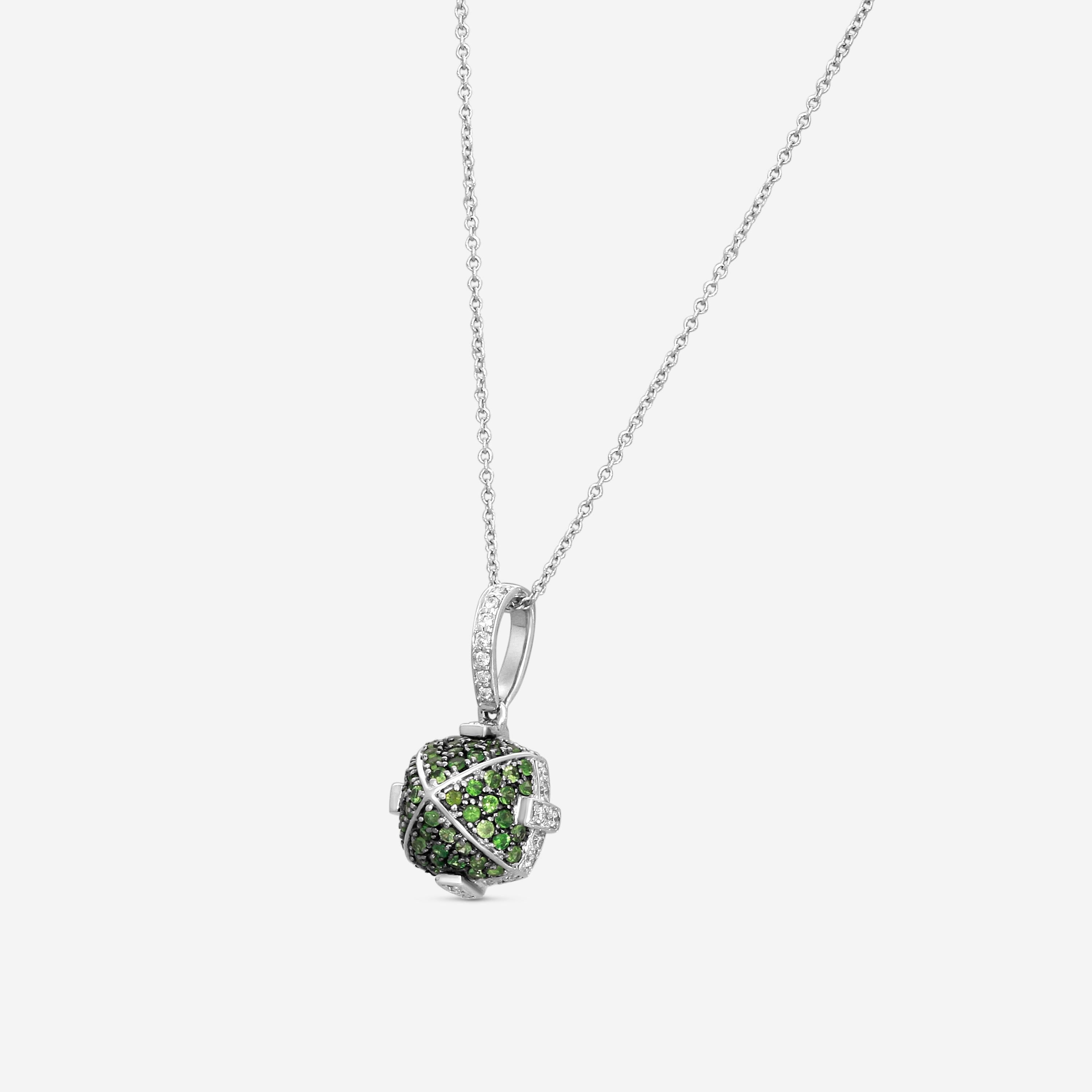 Goshwara Sugarloaf 18K White Gold Tsavorite and Diamond Pendant JP0067-TSAV-W — view 2