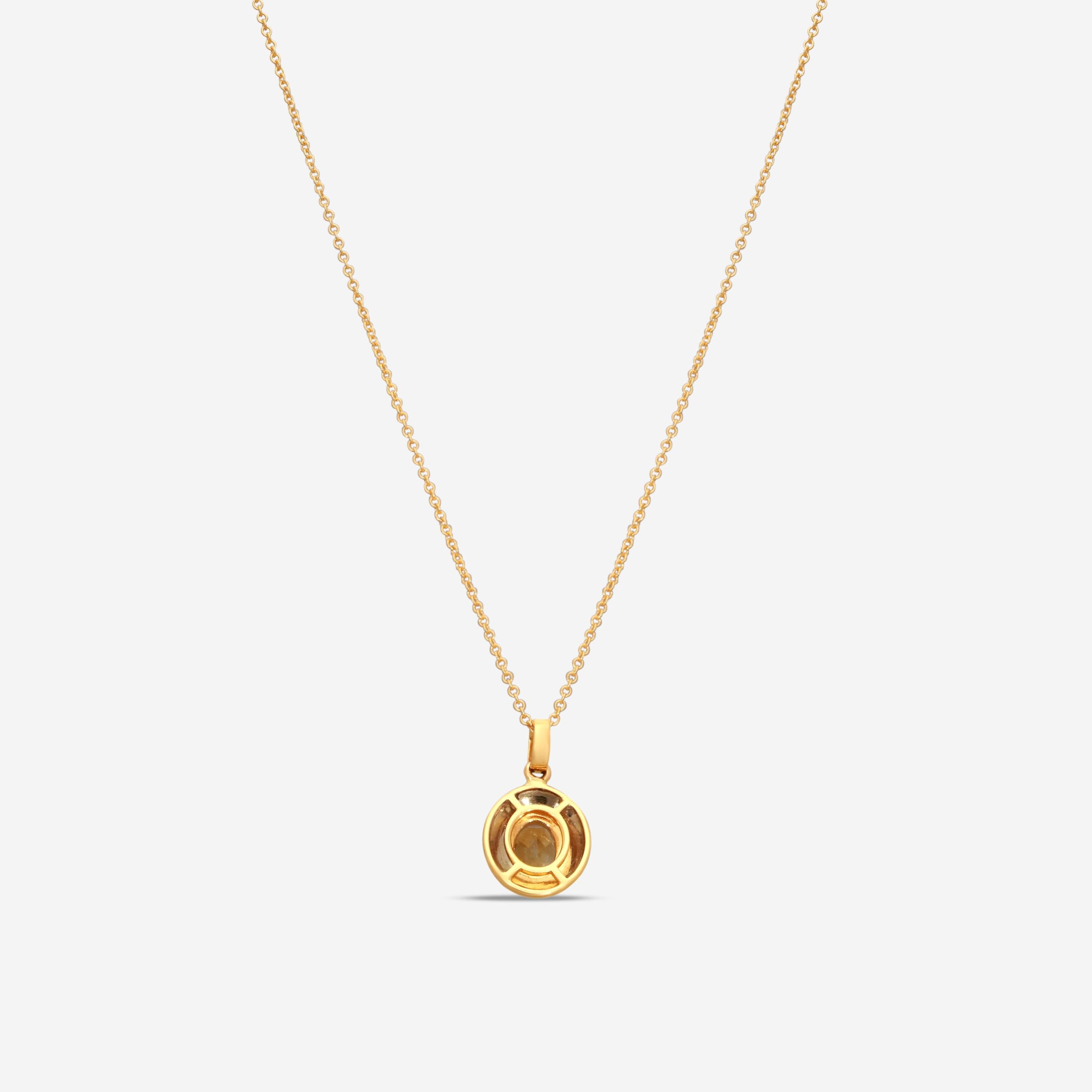 Goshwara Queen 18K Yellow Gold Oval Citrine Enamel Pendant JP0141-CT-ENWH-Y — view 4