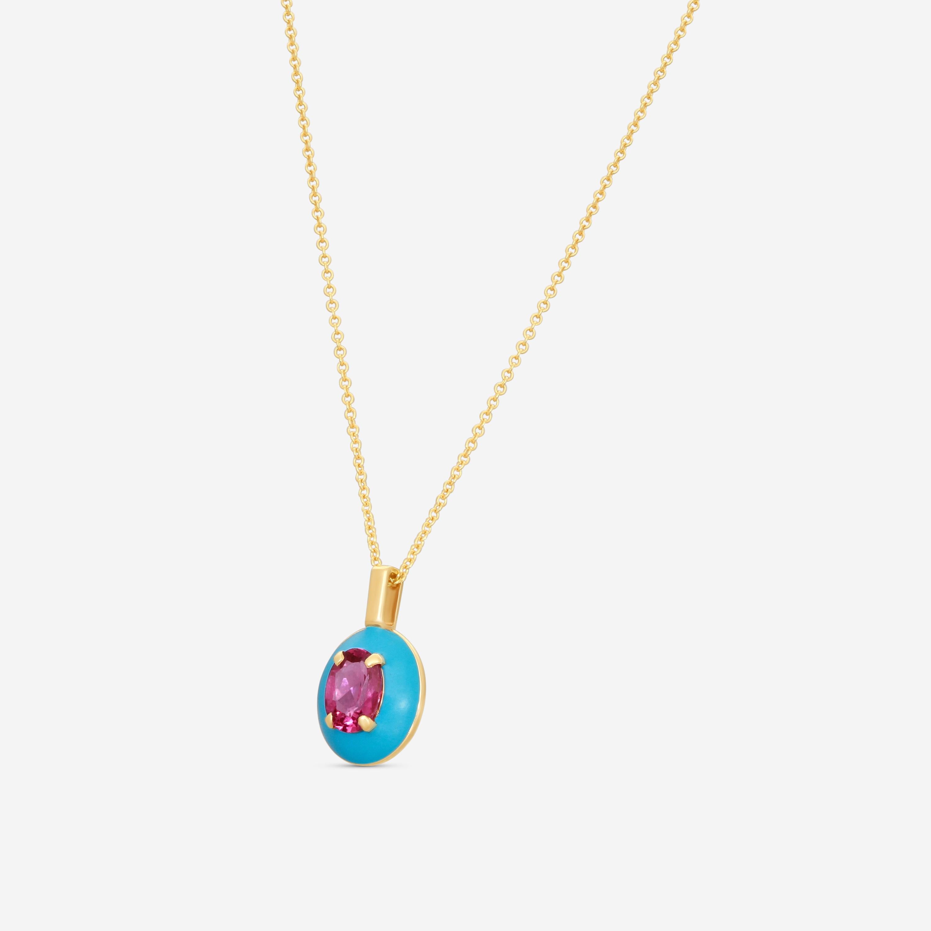 Goshwara Queen 18K Yellow Gold Oval Rubellite Enamel Pendant JP0141-RB-ENTQ-Y — view 2