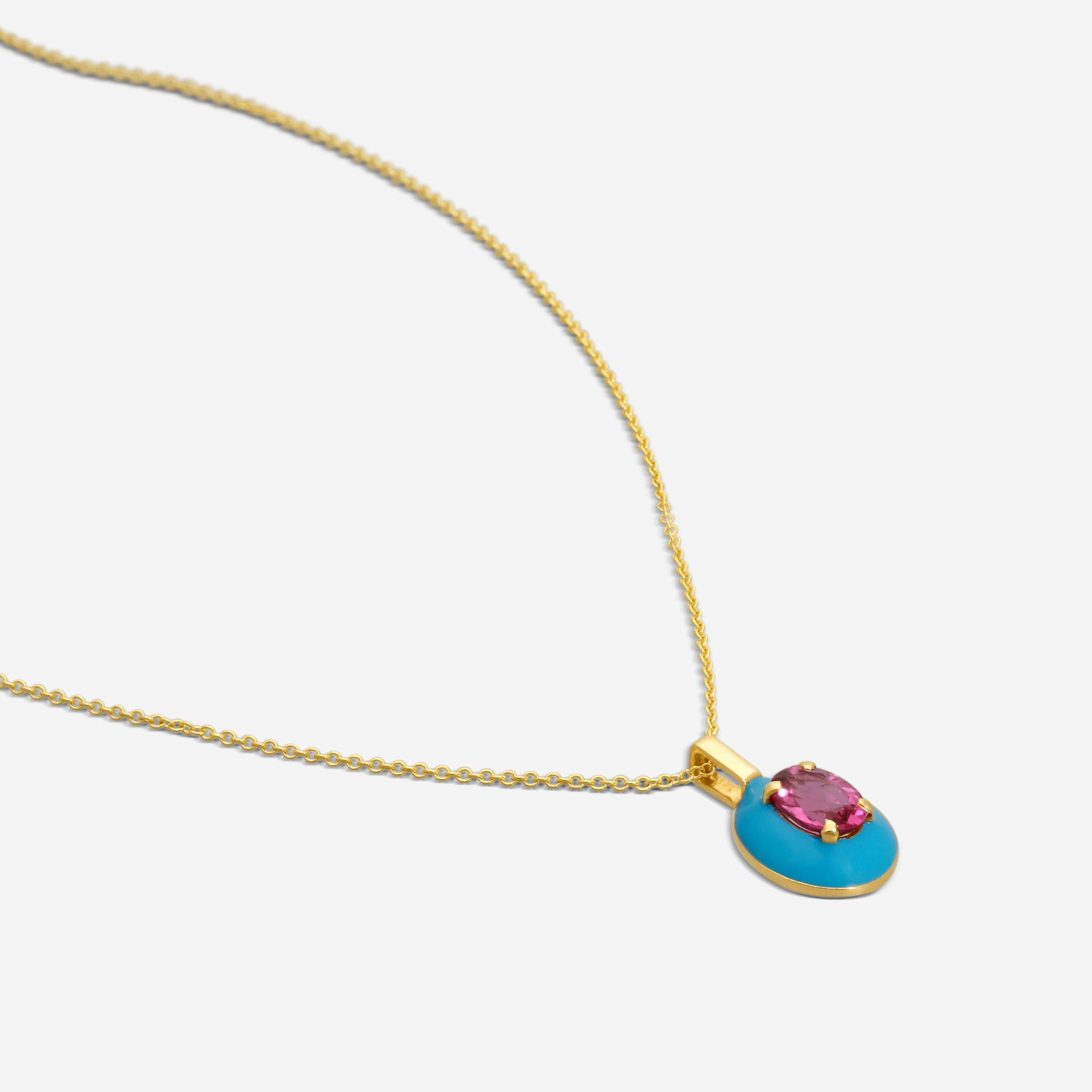 Goshwara Queen 18K Yellow Gold Oval Rubellite Enamel Pendant JP0141-RB-ENTQ-Y — view 3