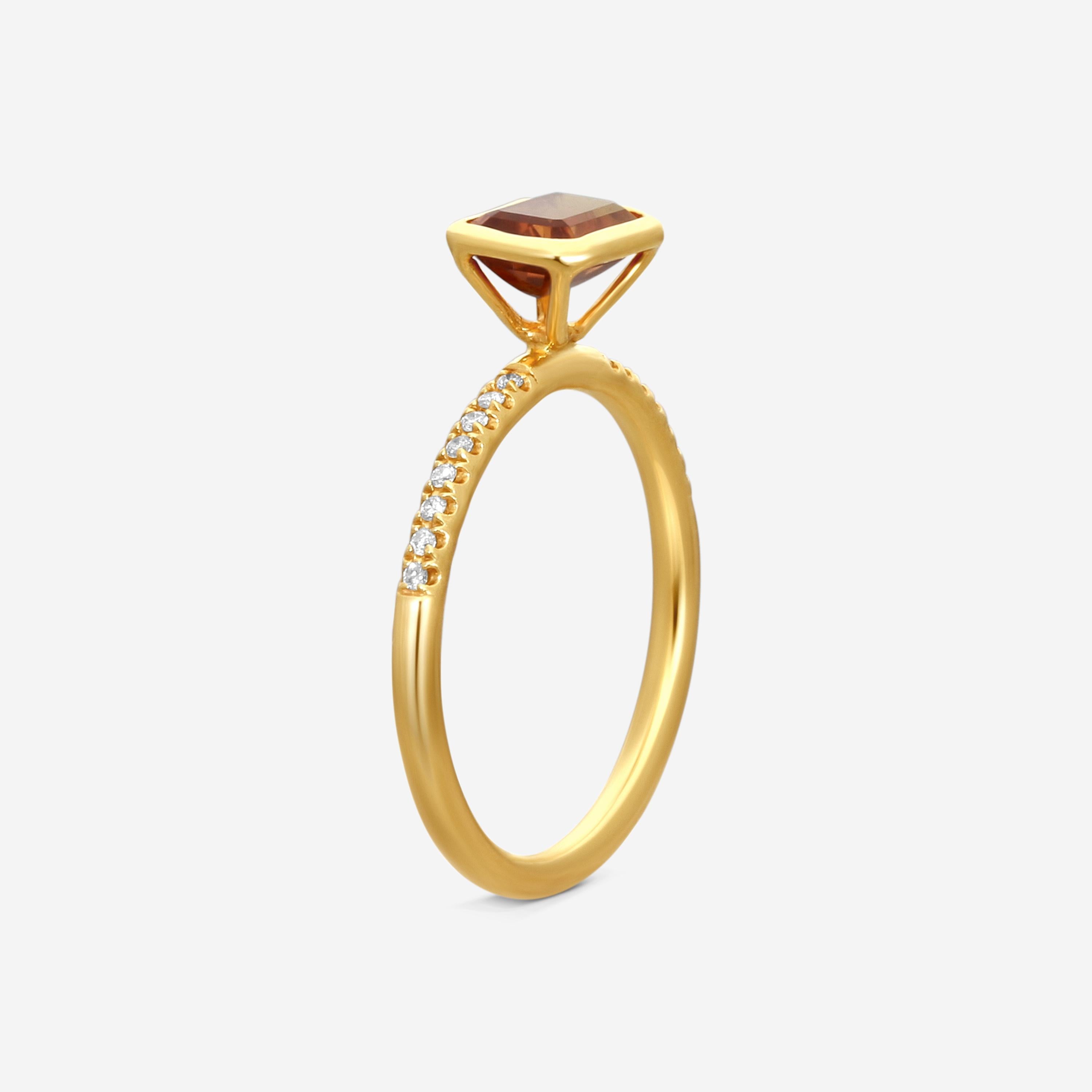 Goshwara Gossip 18K Yellow Gold Citrine Emerald Cut Ring Sz. 6.75 JR0068-CT-D — view 2