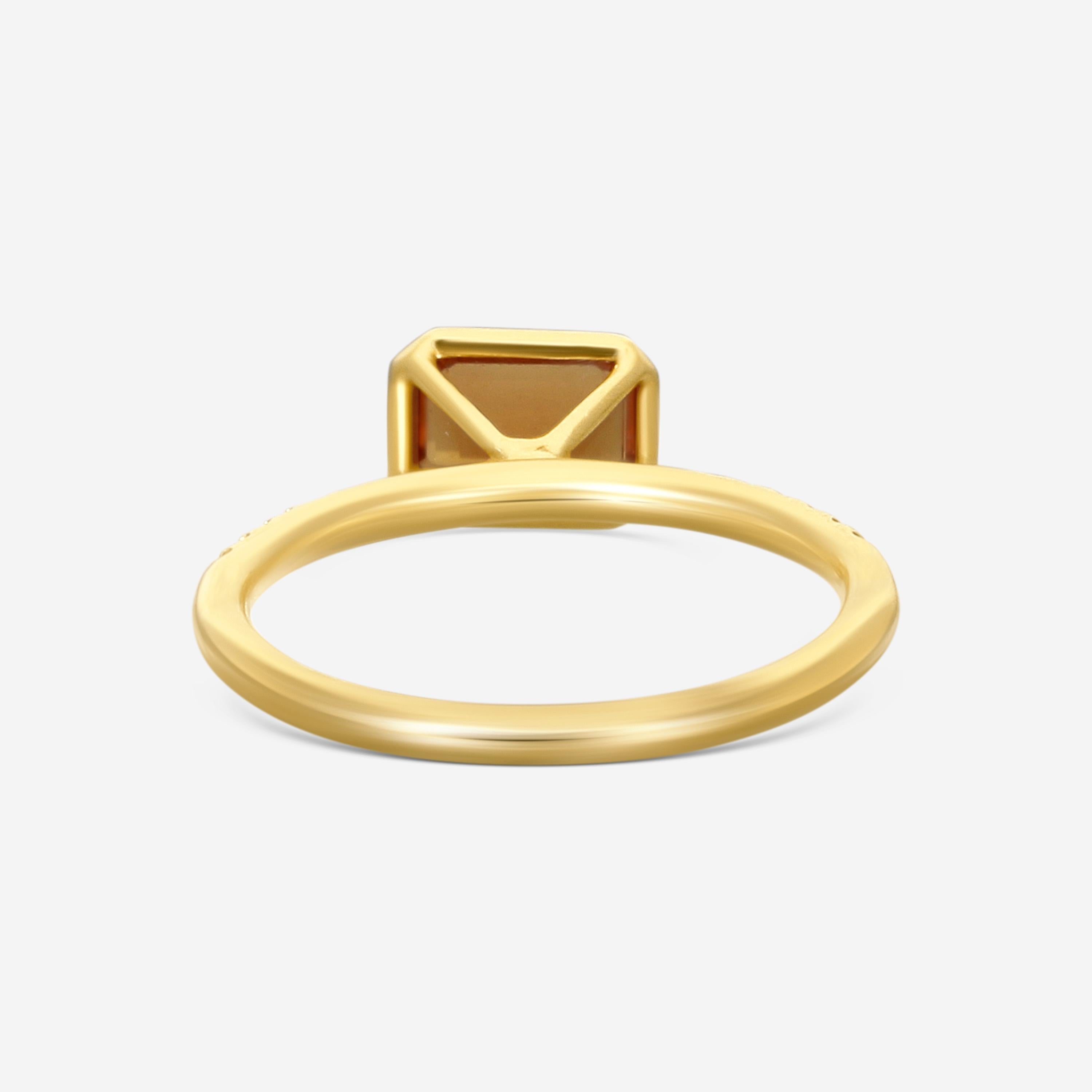 Goshwara Gossip 18K Yellow Gold Citrine Emerald Cut Ring Sz. 6.75 JR0068-CT-D — view 3