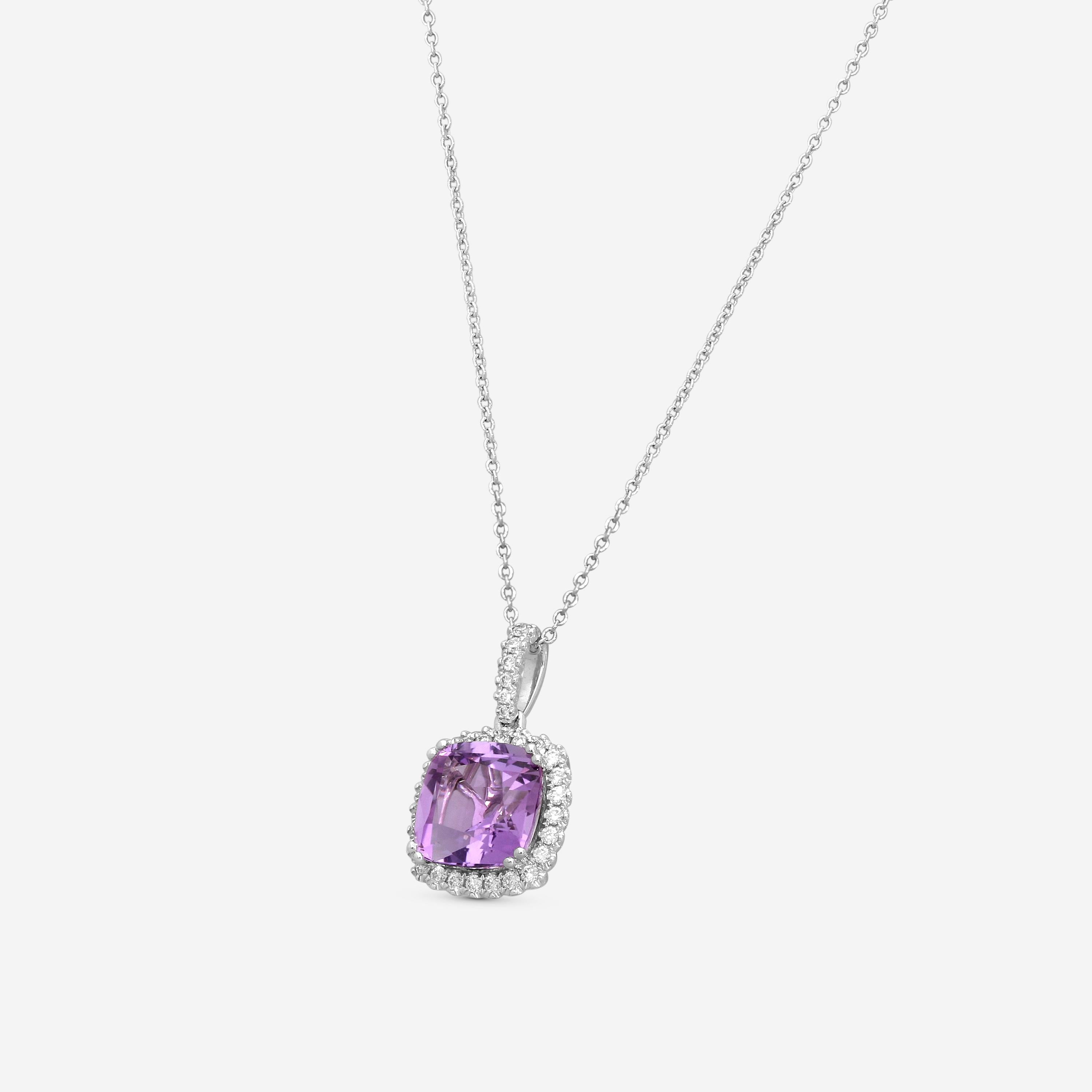 Goshwara Gossip 18K White Gold Amethyst Scallop Pendant JP0065-AM-W — view 2