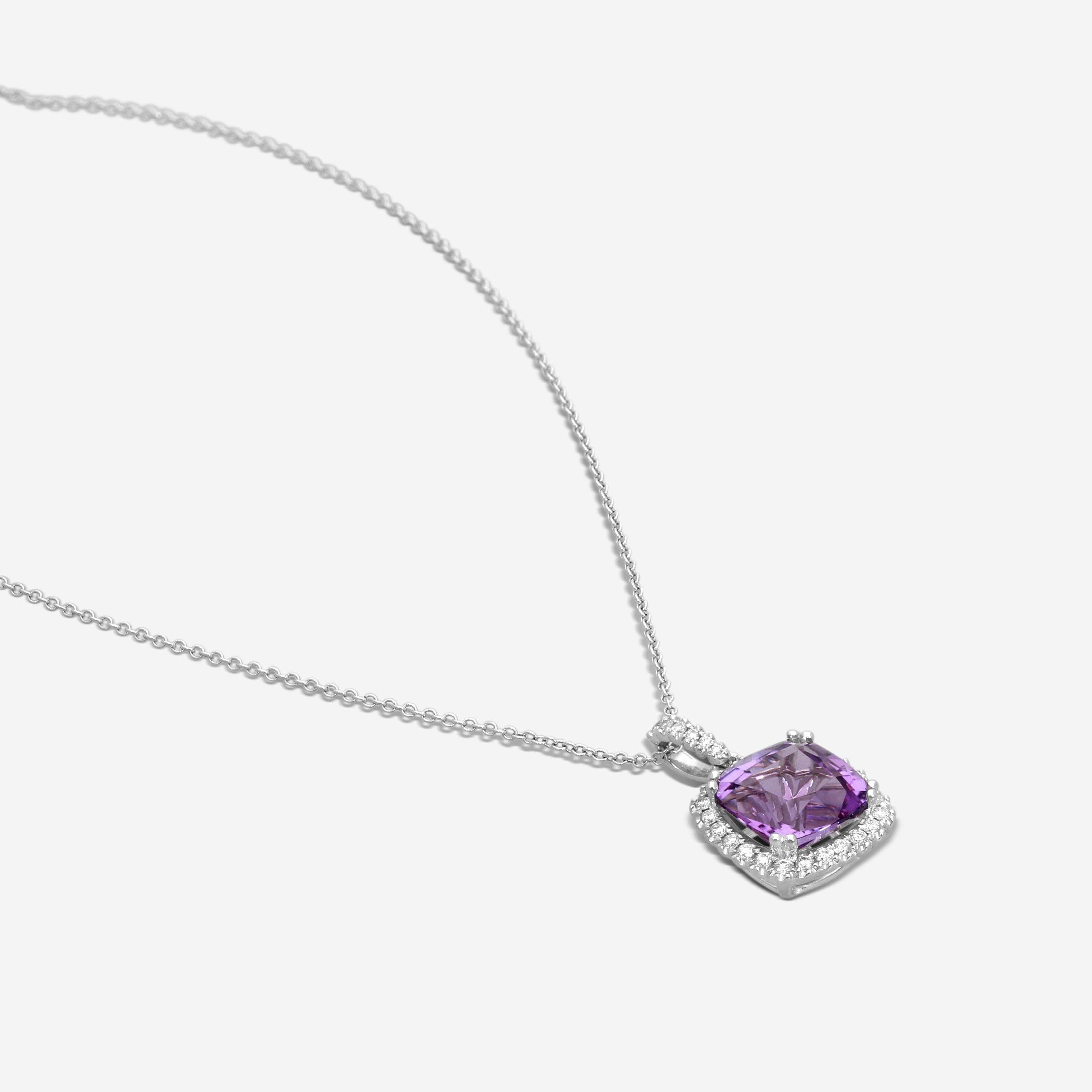 Goshwara Gossip 18K White Gold Amethyst Scallop Pendant JP0065-AM-W — view 3