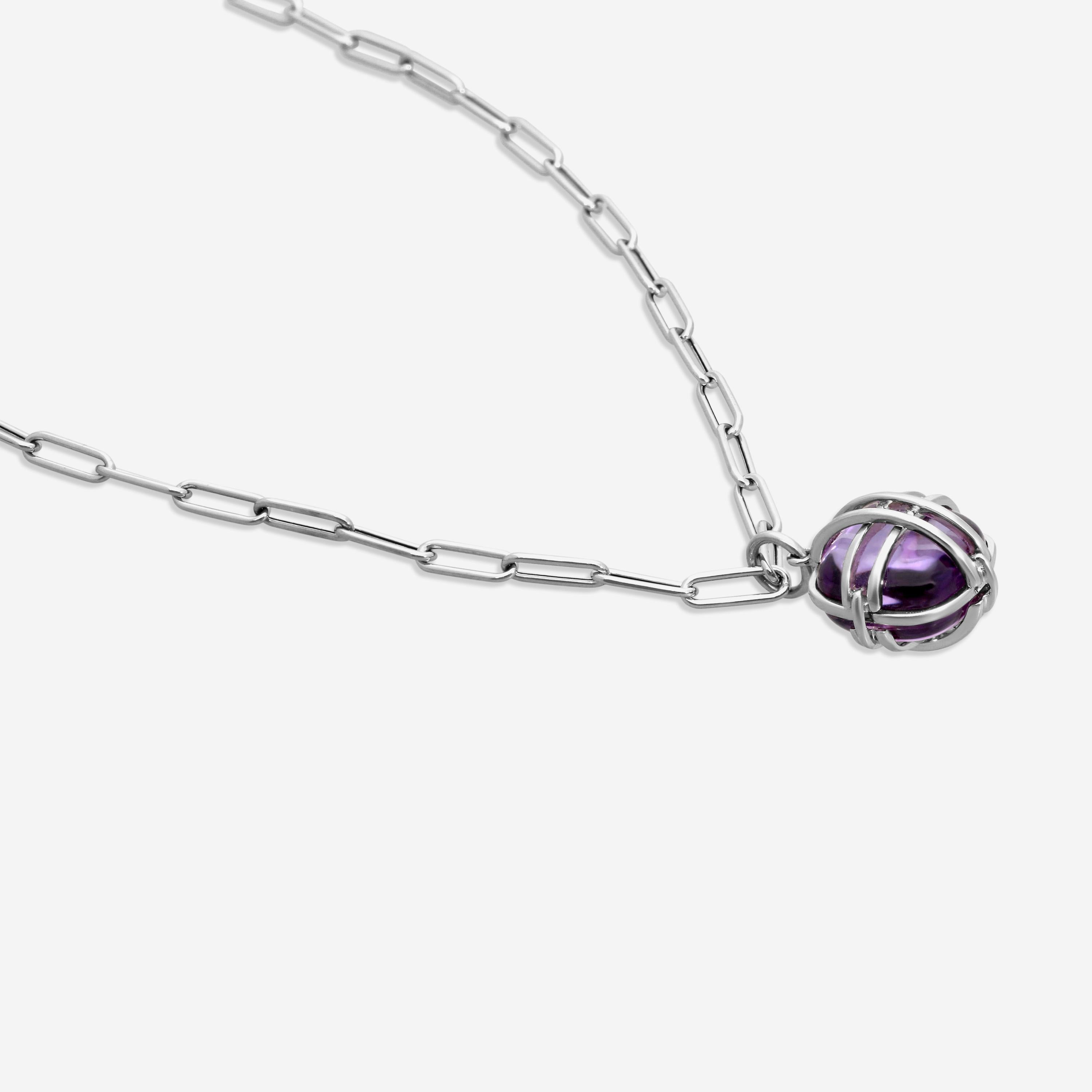 Goshwara Freedom 18K White Gold Amethyst Cage Pendant JP0034-A-AM-WG — view 3