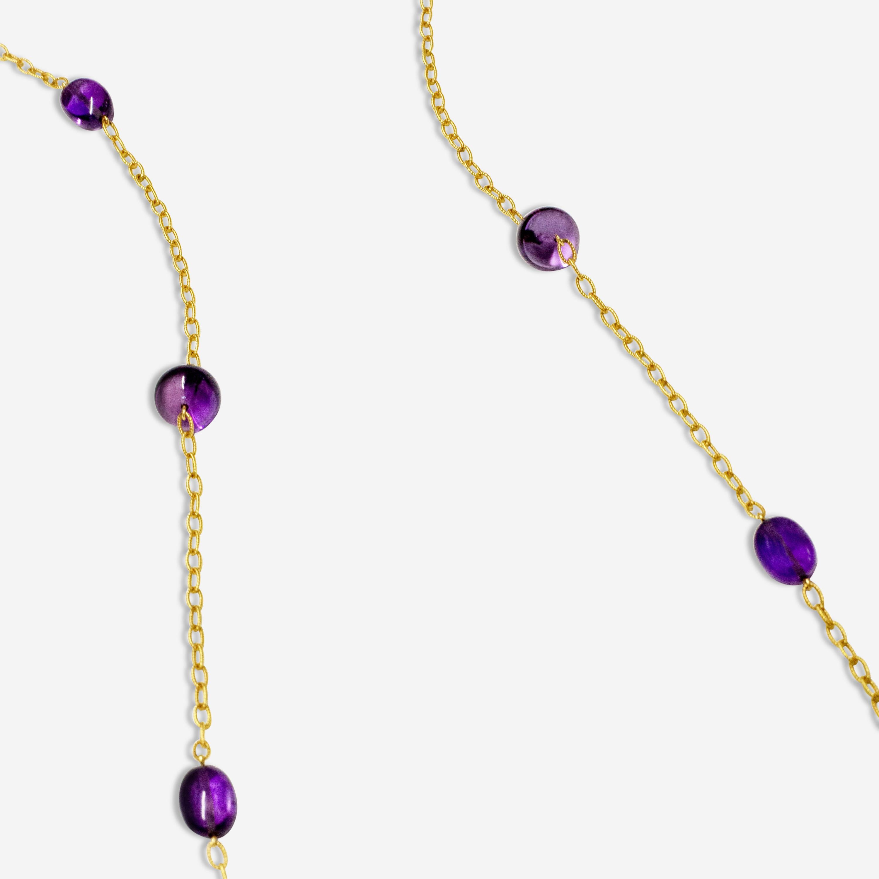 Goshwara Beyond 18K Yellow Gold Amethyst Beads & Tumbles Necklace JN0140 — view 2