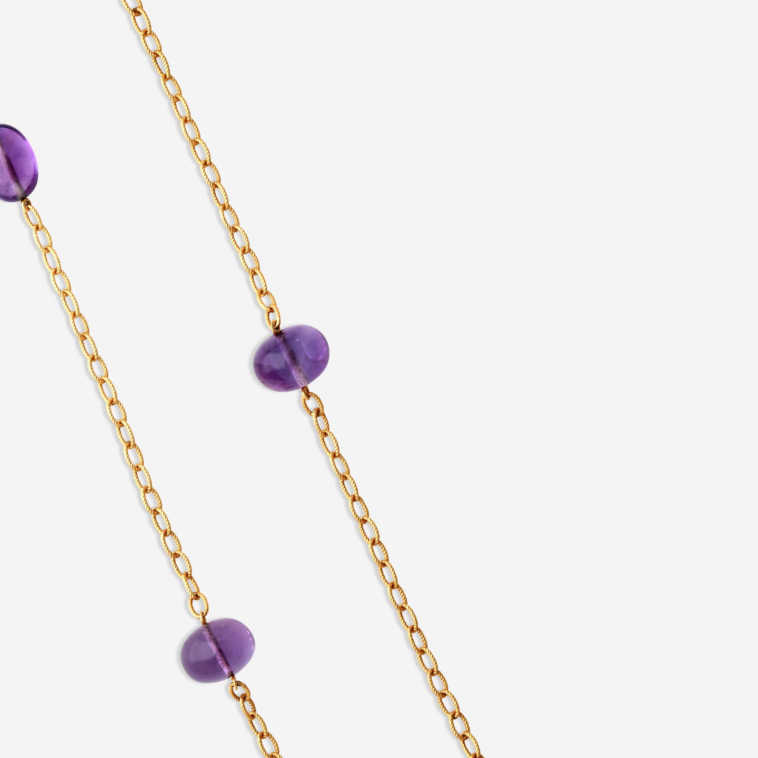 Goshwara Beyond 18K Yellow Gold Amethyst Beads & Tumbles Necklace JN0140 — view 3