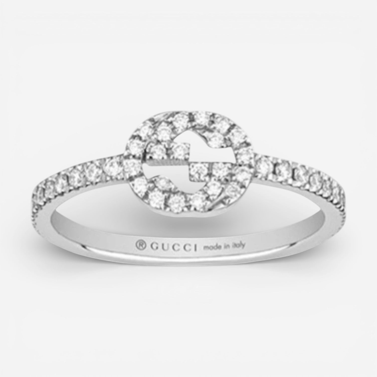 Gucci Interlocking G 18K White Gold Diamond Ring Sz. 6.75 YBC6791130010