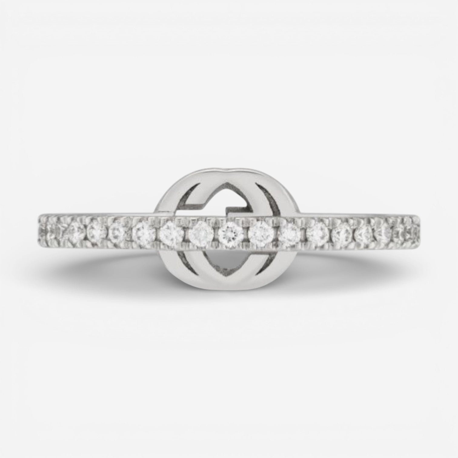 Gucci Interlocking G 18K White Gold Diamond Ring Sz. 6.75 YBC6791130010 — view 2