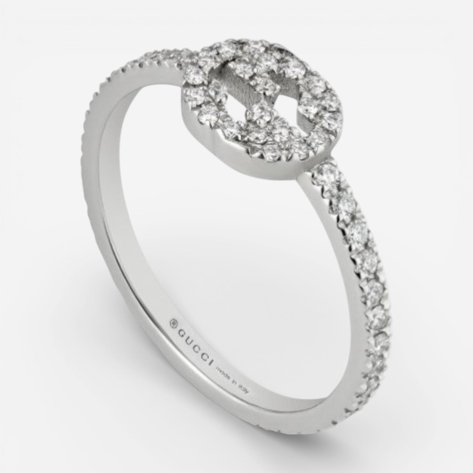 Gucci Interlocking G 18K White Gold Diamond Ring Sz. 6.75 YBC6791130010 — view 3