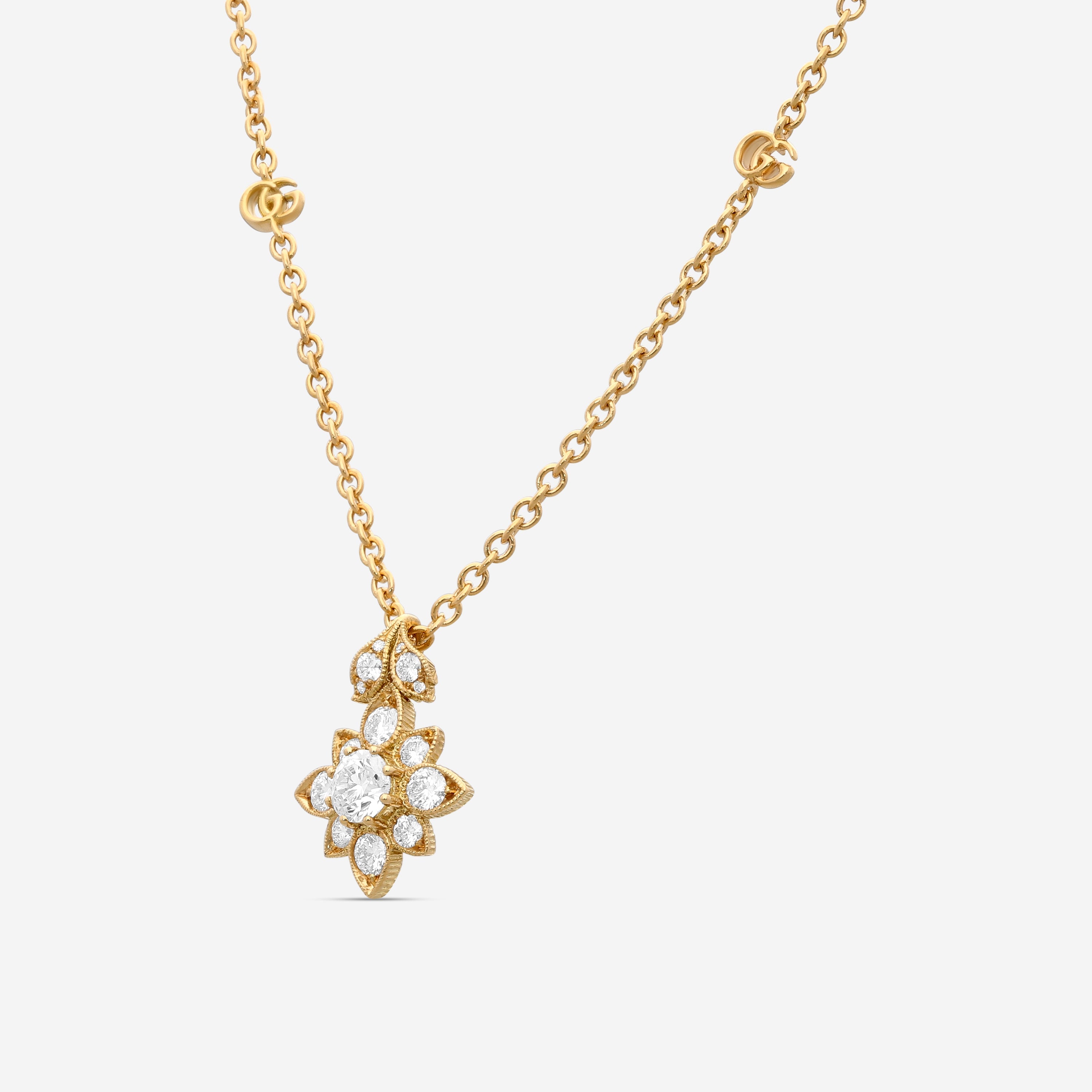 Gucci Flora 18K Yellow Gold Diamond Necklace YBB70364900200U — view 2