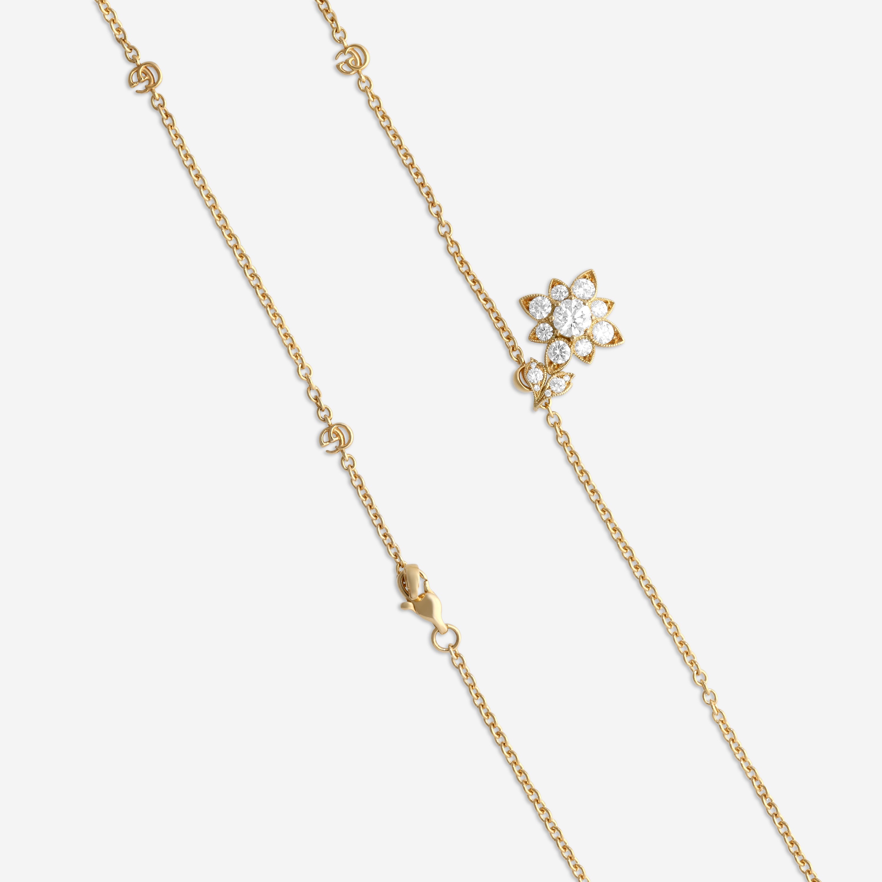 Gucci Flora 18K Yellow Gold Diamond Necklace YBB70364900200U — view 3