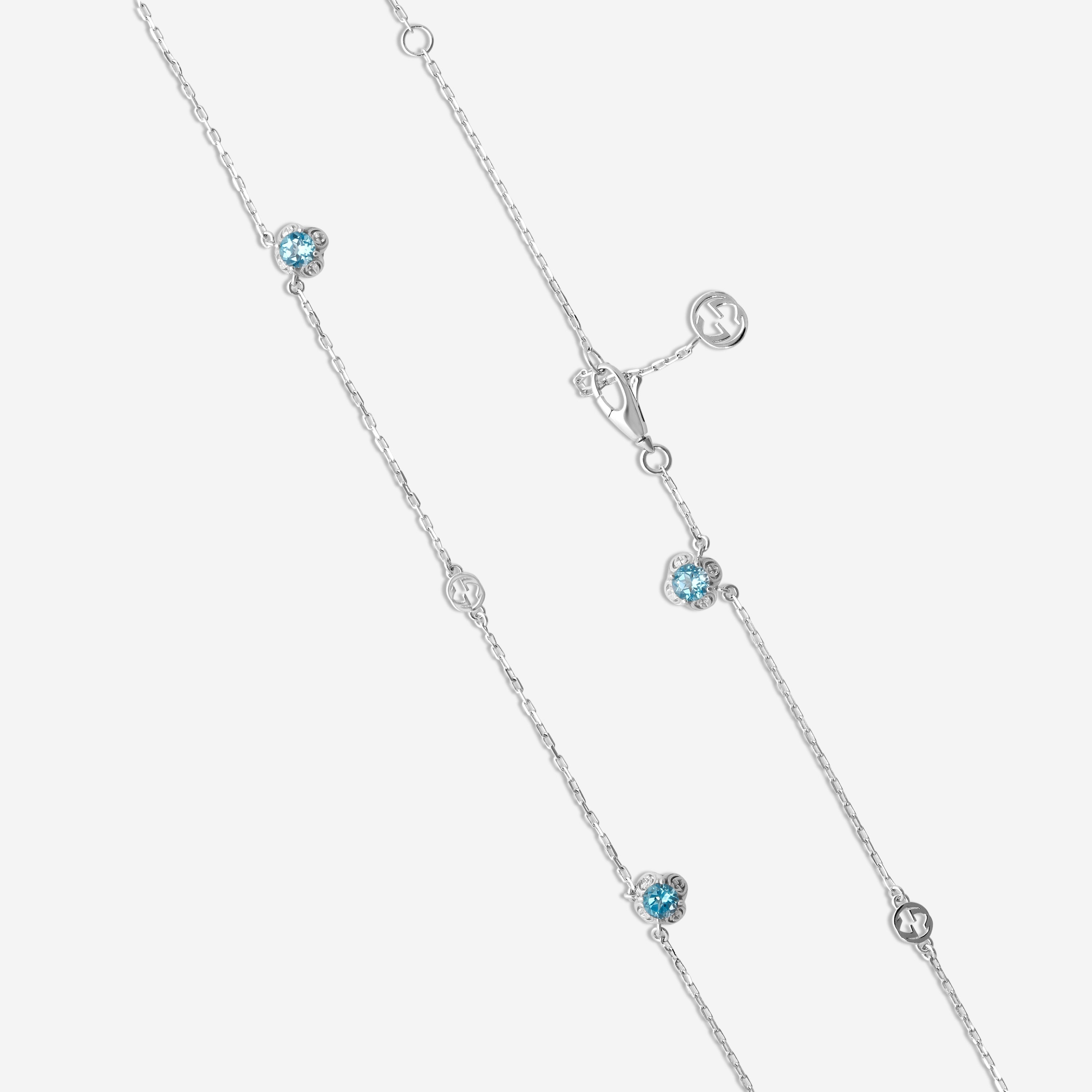Gucci Interlocking G 18K White Gold Blue Topaz Necklace YBB662429002 — view 3