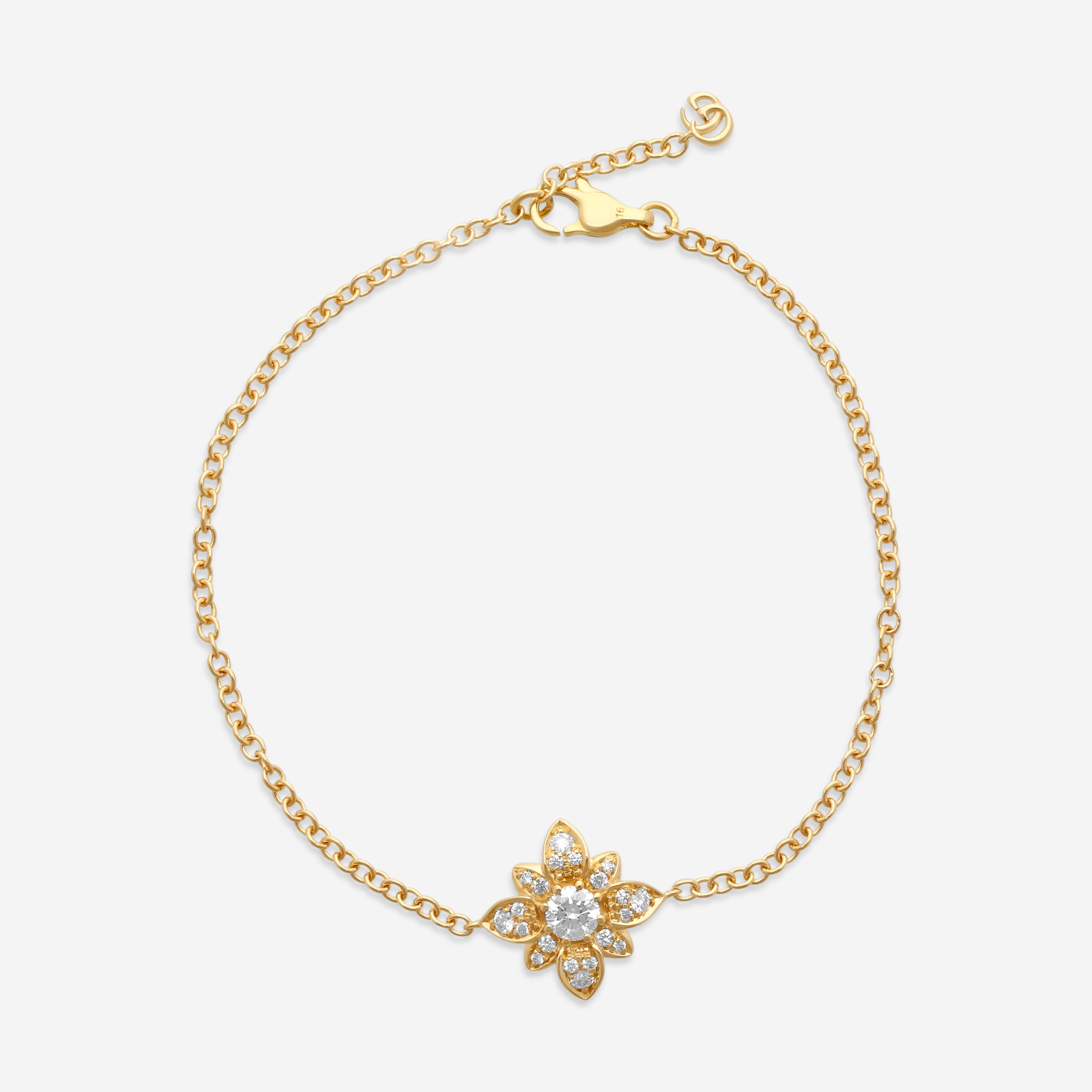 Gucci Flora 18K Yellow Gold Diamond Chain Bracelet YBA796244001