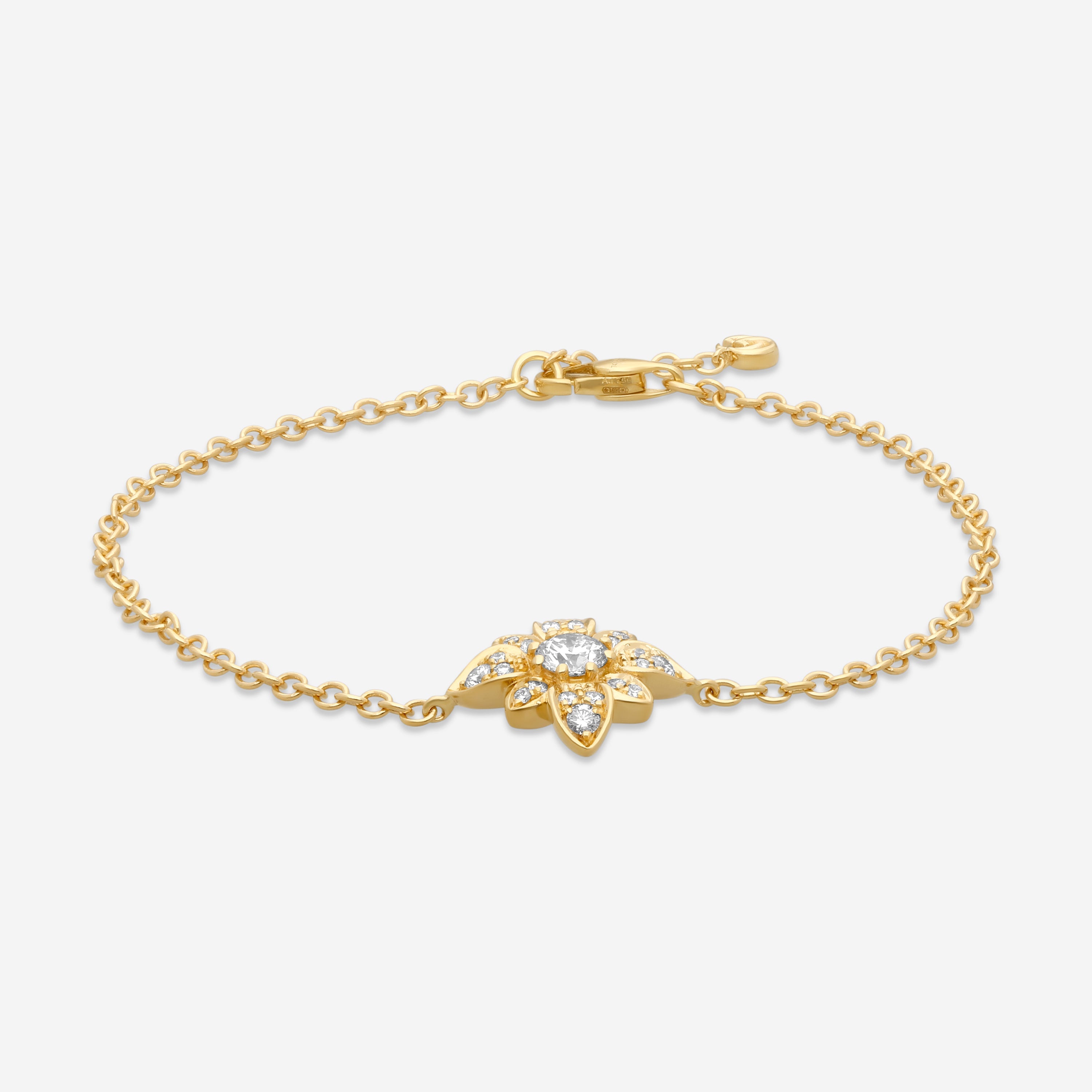 Gucci Flora 18K Yellow Gold Diamond Chain Bracelet YBA796244001 — view 2