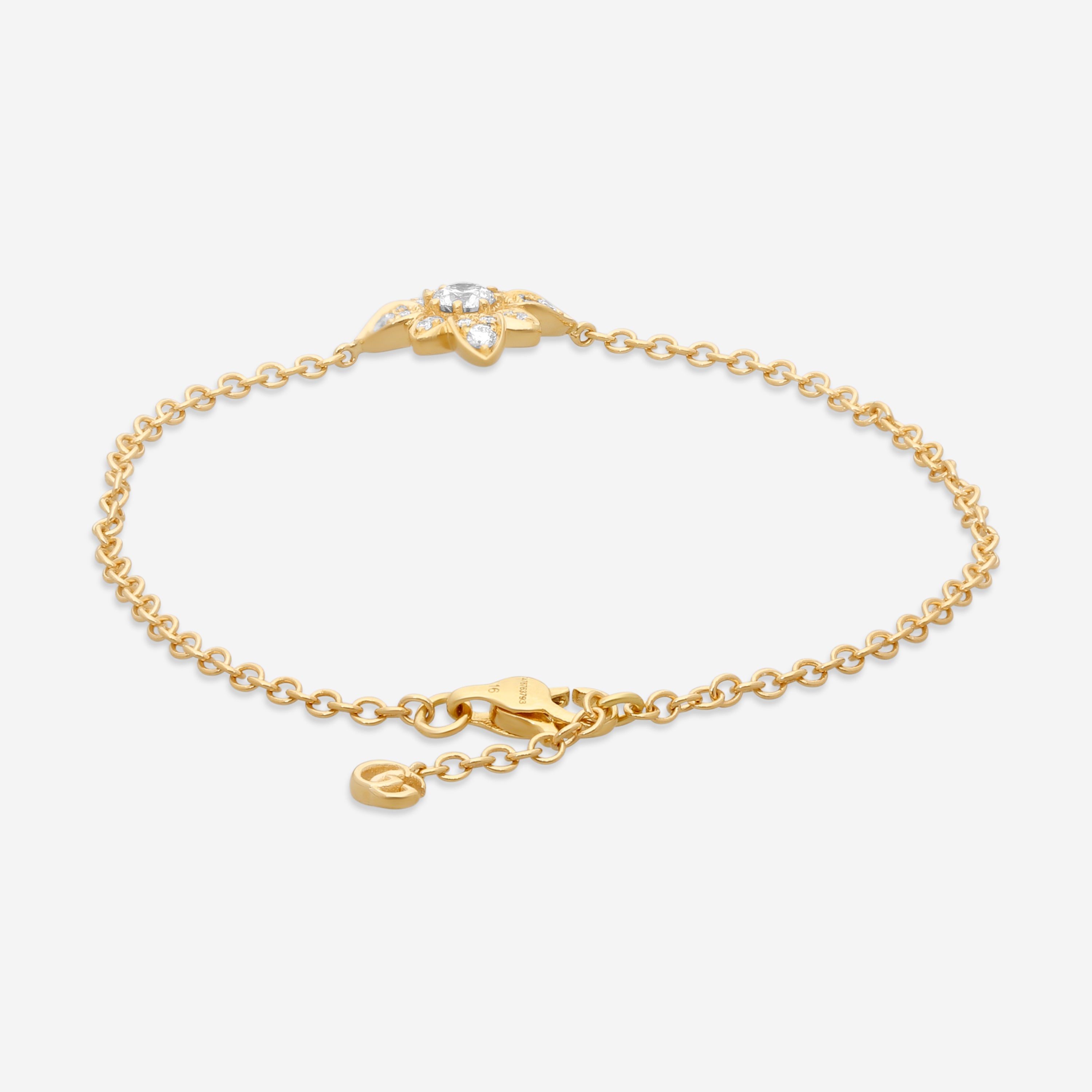 Gucci Flora 18K Yellow Gold Diamond Chain Bracelet YBA796244001 — view 3