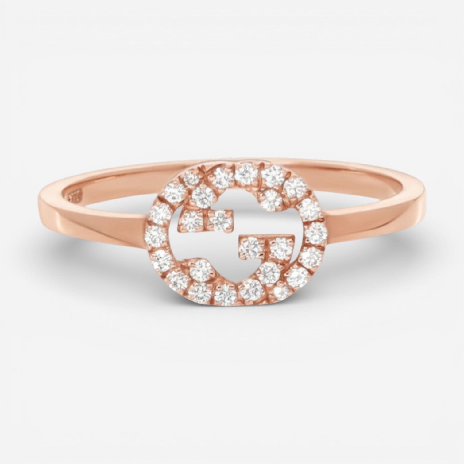 Gucci Interlocking G 18K Rose Gold Diamond Ring YBC7294120010