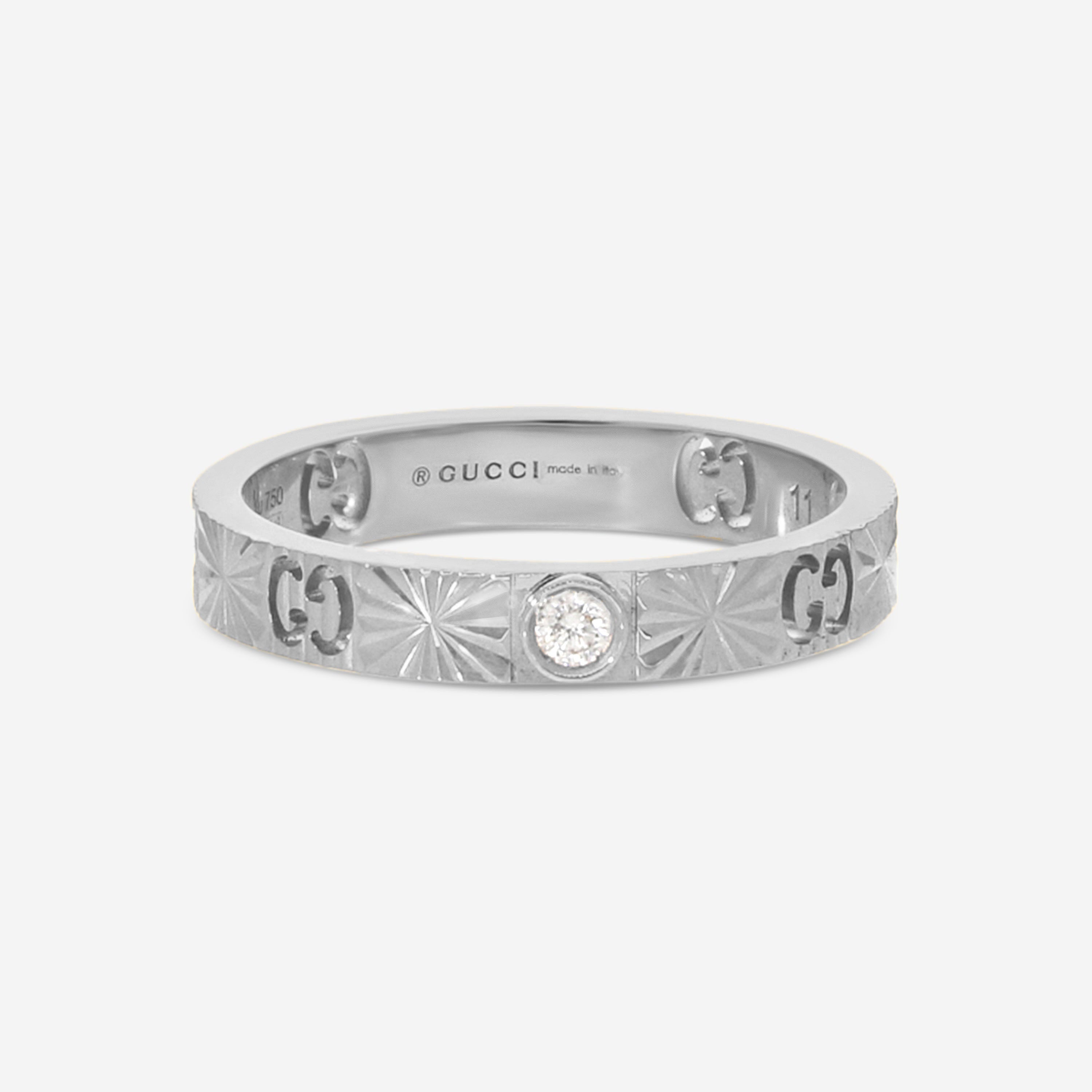 Gucci Icon 18K White Gold Diamond Ring YBC727892003019