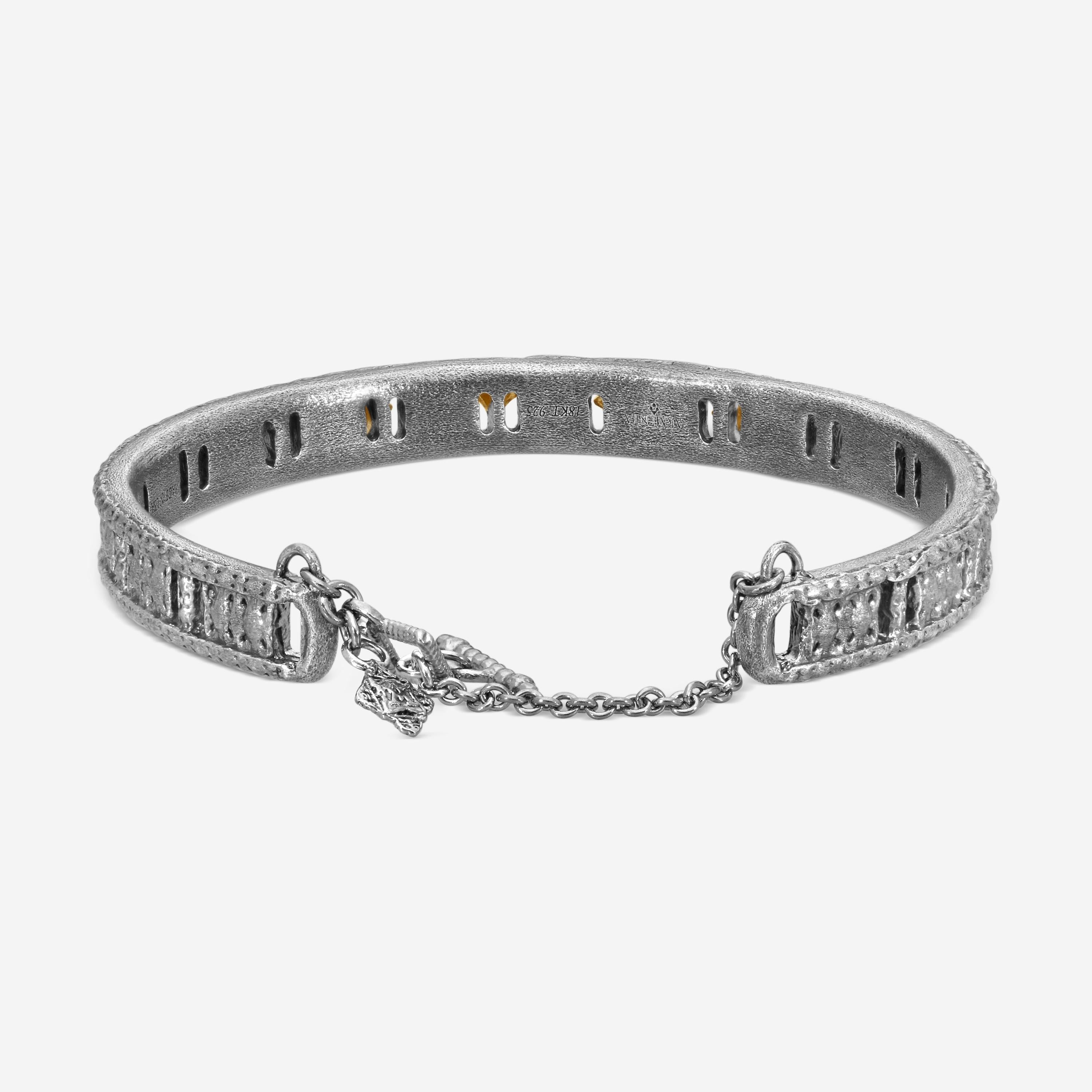 Armenta New World Grey Sterling Silver Ruby & Diamond Carved Cuff Bracelet 22749 — view 3