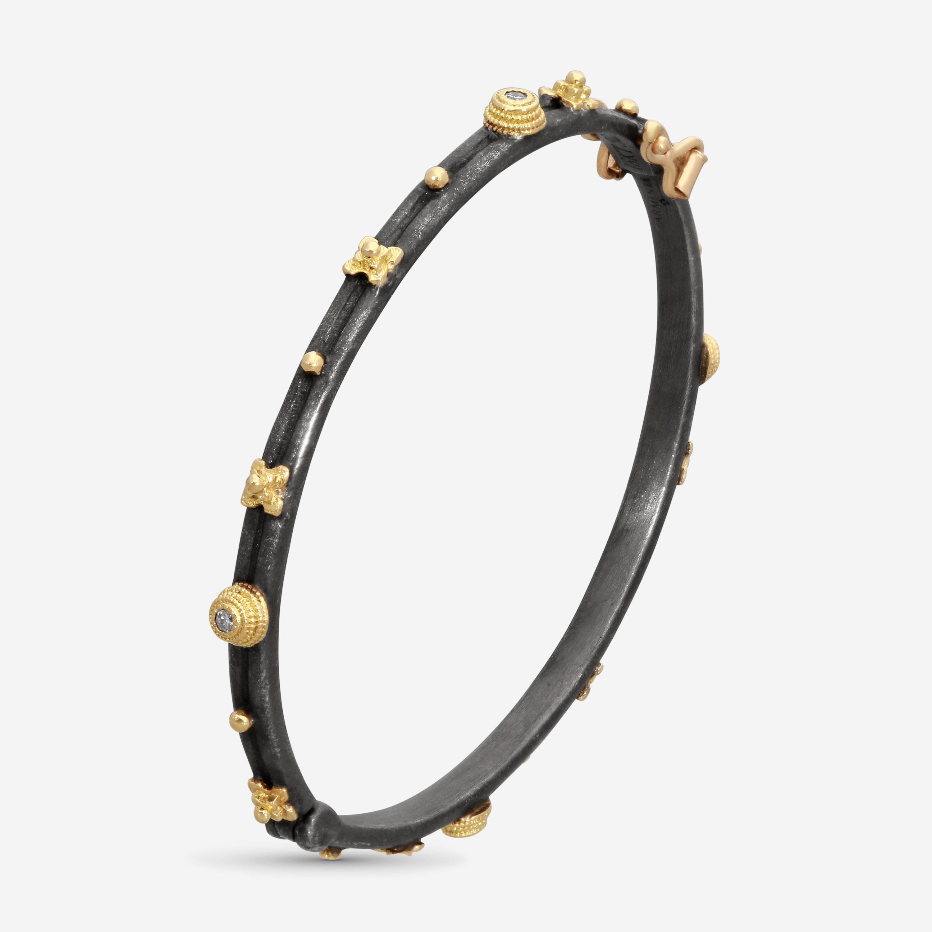 Armenta 18K Yellow Gold & Sterling Silver Multi-Gemstone Huggie Bracelet 02691 — view 2