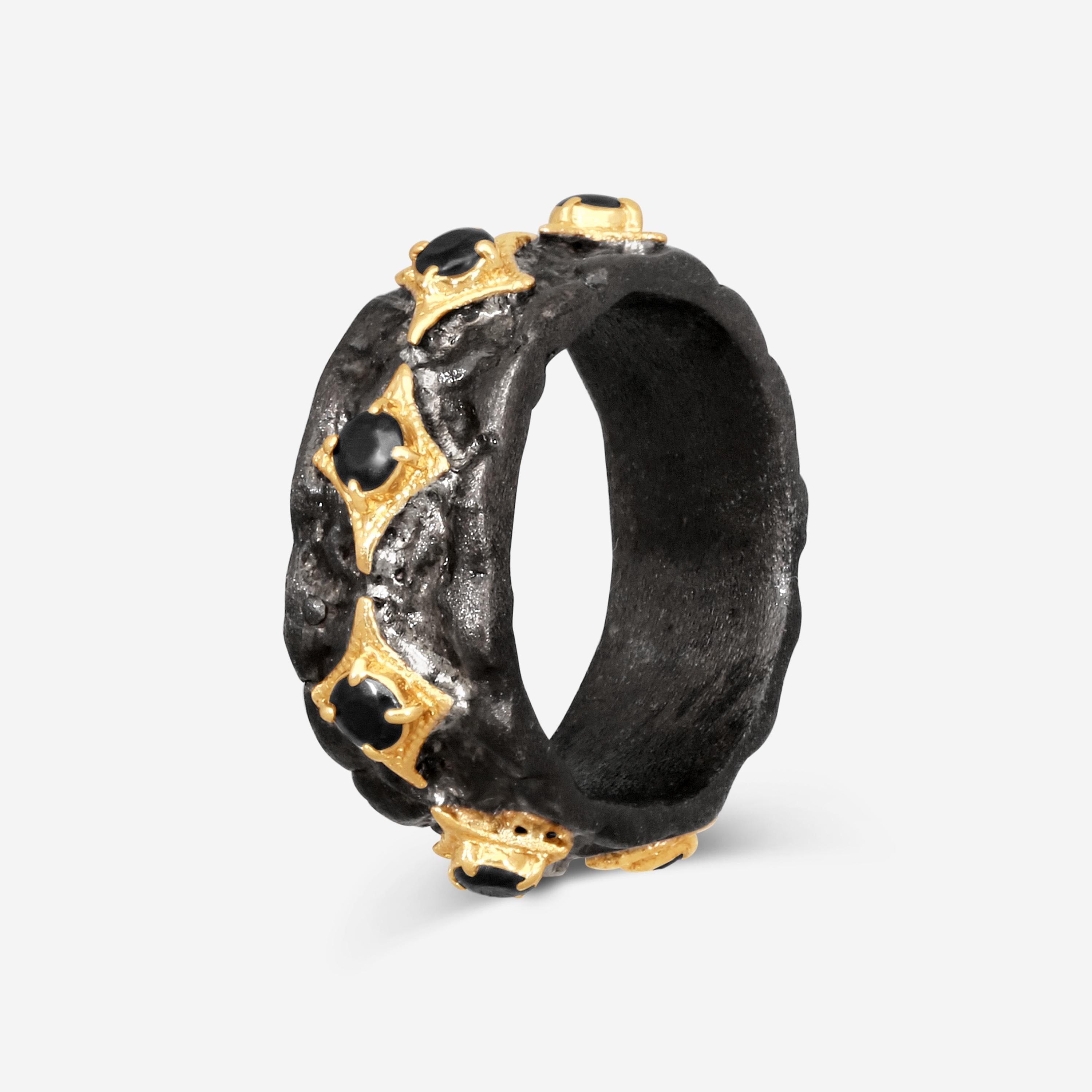 Armenta 18K Yellow Gold & Grey Sterling Silver Hematite Band Ring Sz. 8 23295 — view 2
