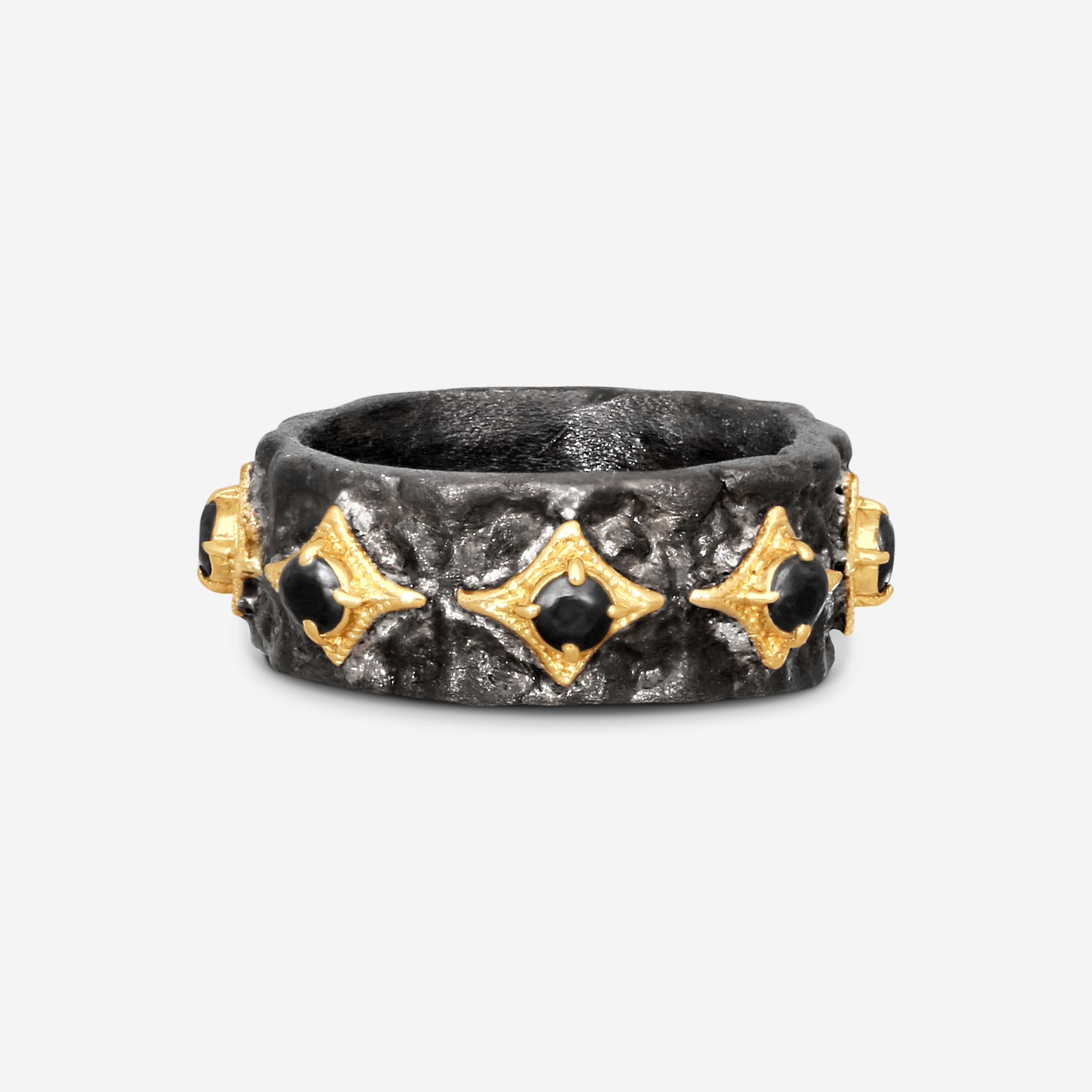 Armenta 18K Yellow Gold & Grey Sterling Silver Hematite Band Ring Sz. 8 23295 — view 3