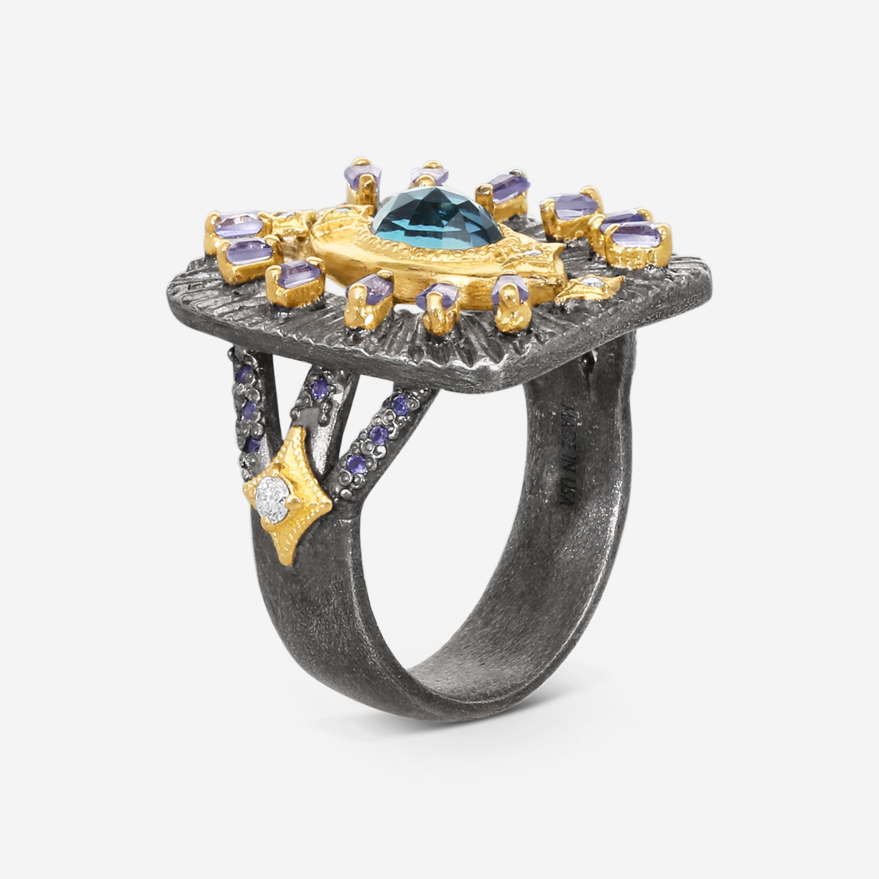 Armenta 18K Yellow Gold & Grey Sterling Silver Multi-Gemstone Ring Sz. 7 23045 — view 2