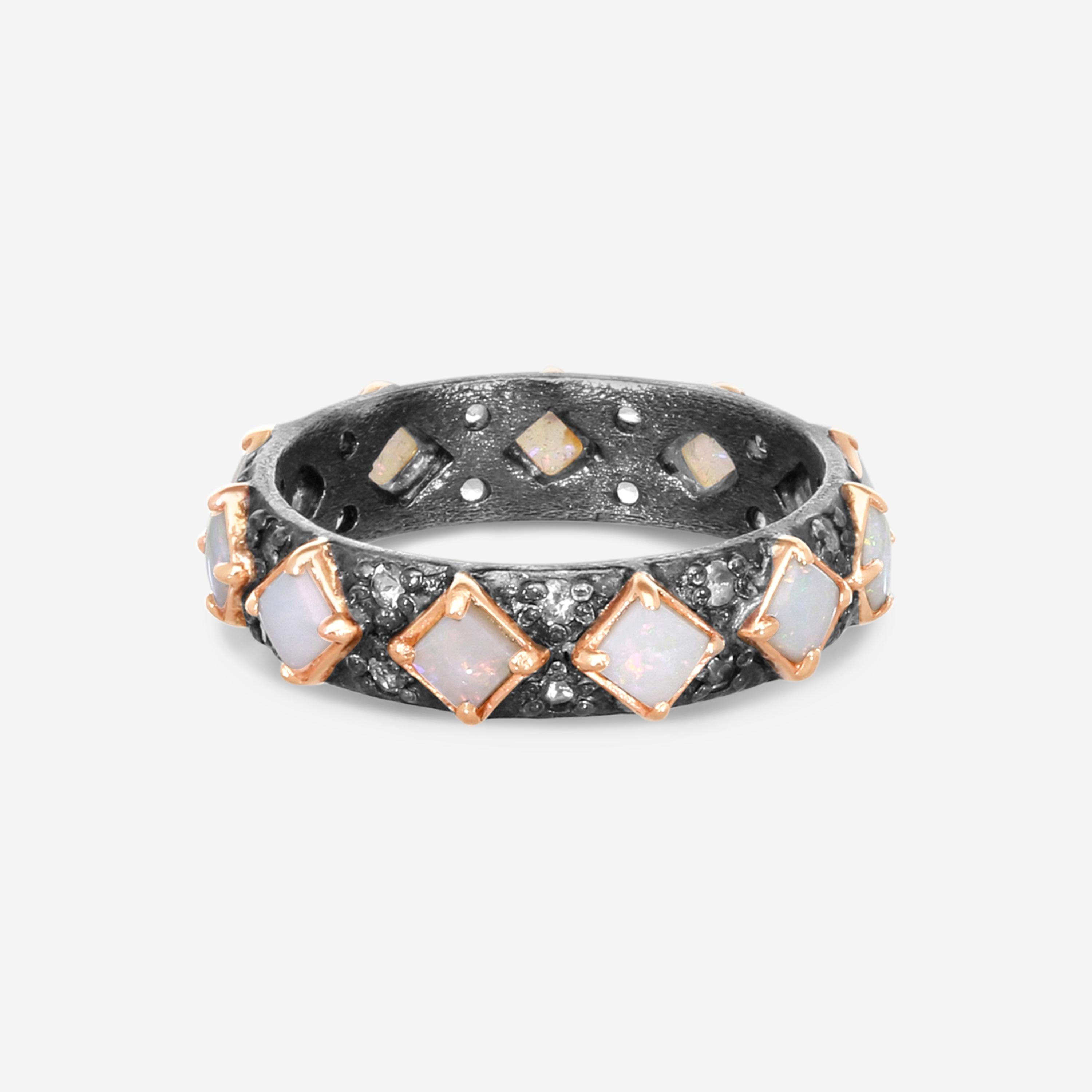 Armenta 14K Rose Gold & Blackened Sterling Silver Multi-Stone Ring Sz. 8 22952