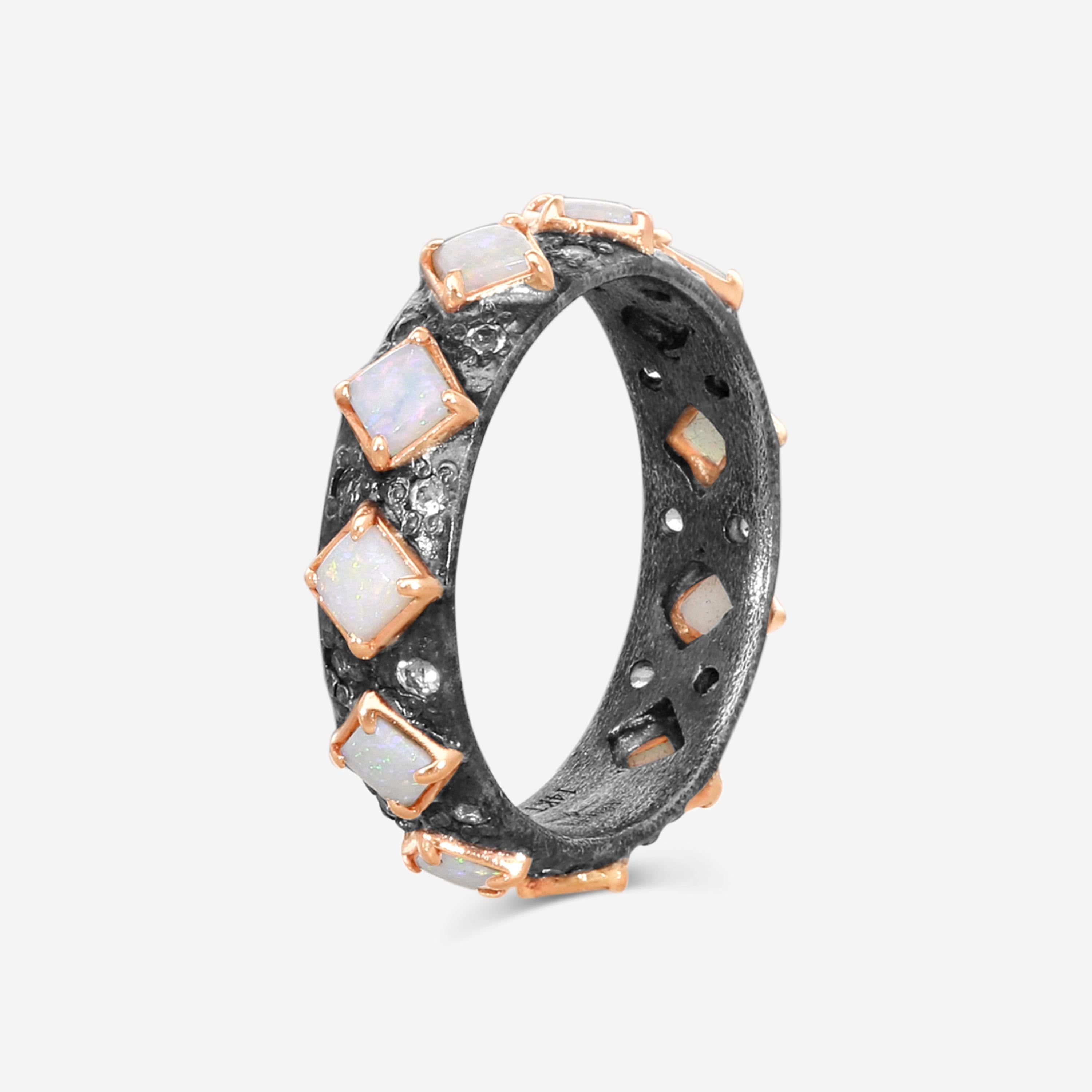 Armenta 14K Rose Gold & Blackened Sterling Silver Multi-Stone Ring Sz. 8 22952 — view 2
