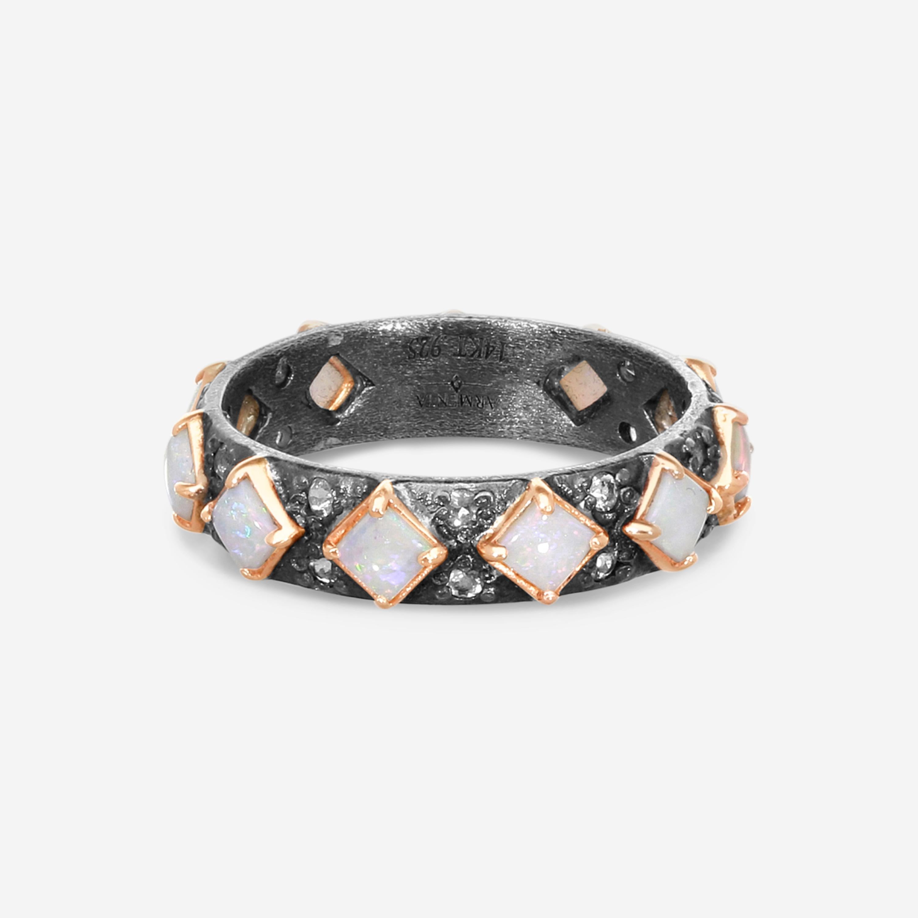 Armenta 14K Rose Gold & Blackened Sterling Silver Multi-Stone Ring Sz. 8 22952 — view 3