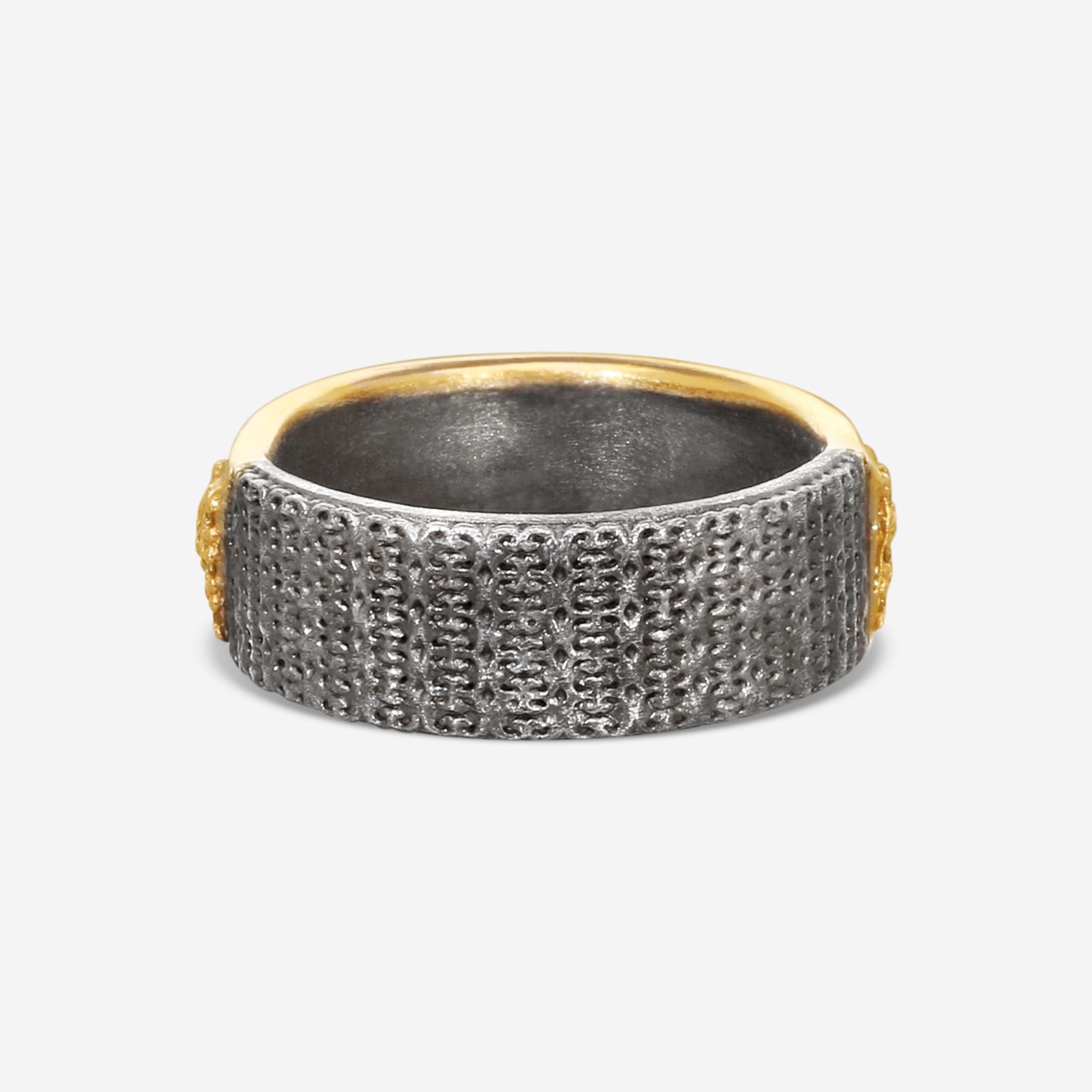Armenta 14K Rose Gold Grey Sterling Silver Diamond Stack Band Ring Sz. 7 22212 — view 3