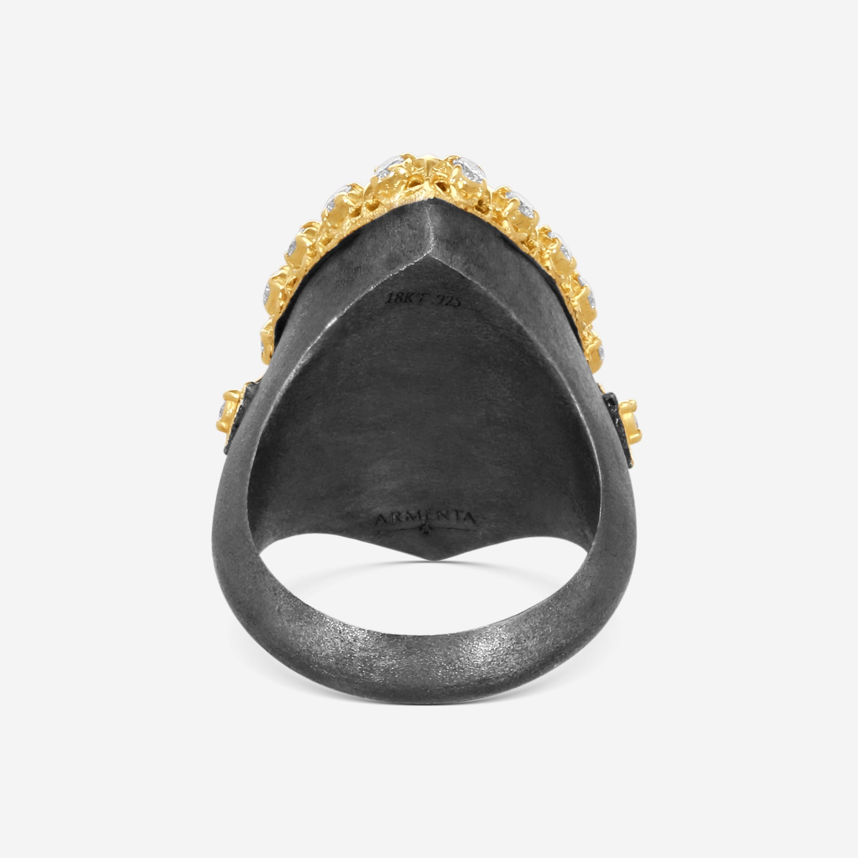 Armenta 18K Yellow Gold & Grey Sterling Silver Turquoise Ring Sz. 8 21786 — view 4