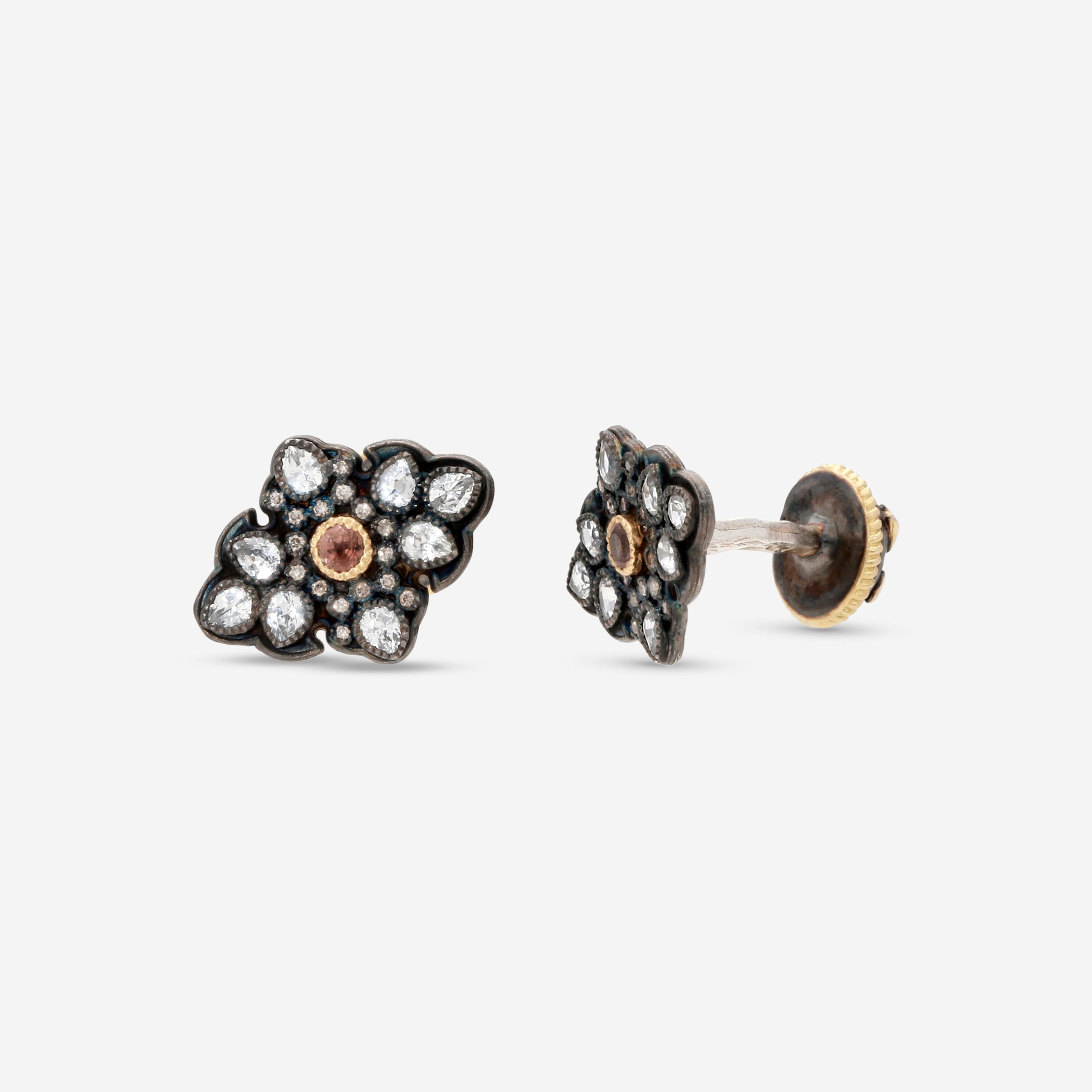 Armenta 18K Yellow Gold & Blackened Sterling Silver Multi-Stone Cufflinks 18049 — view 3
