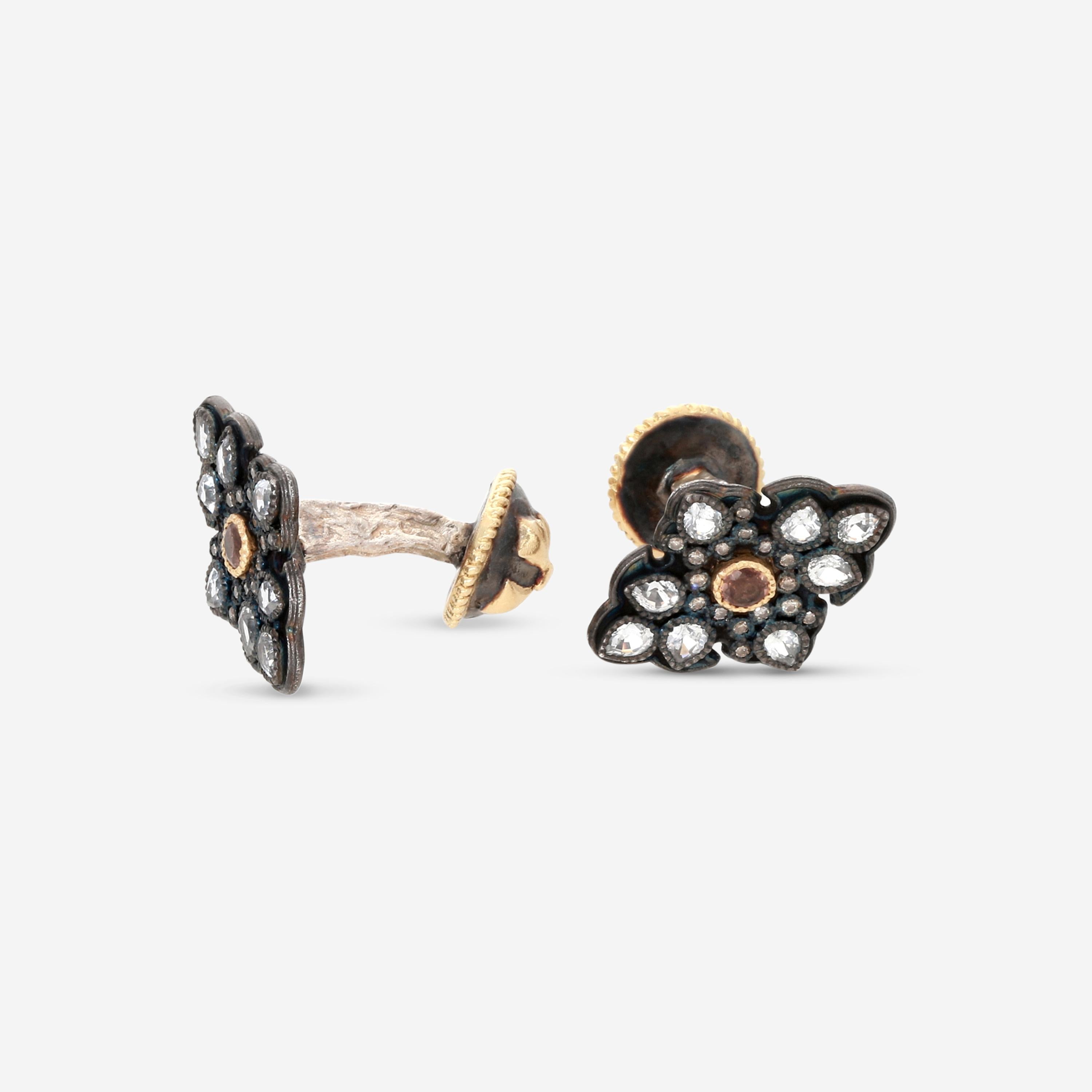 Armenta 18K Yellow Gold & Blackened Sterling Silver Multi-Stone Cufflinks 18049 — view 4