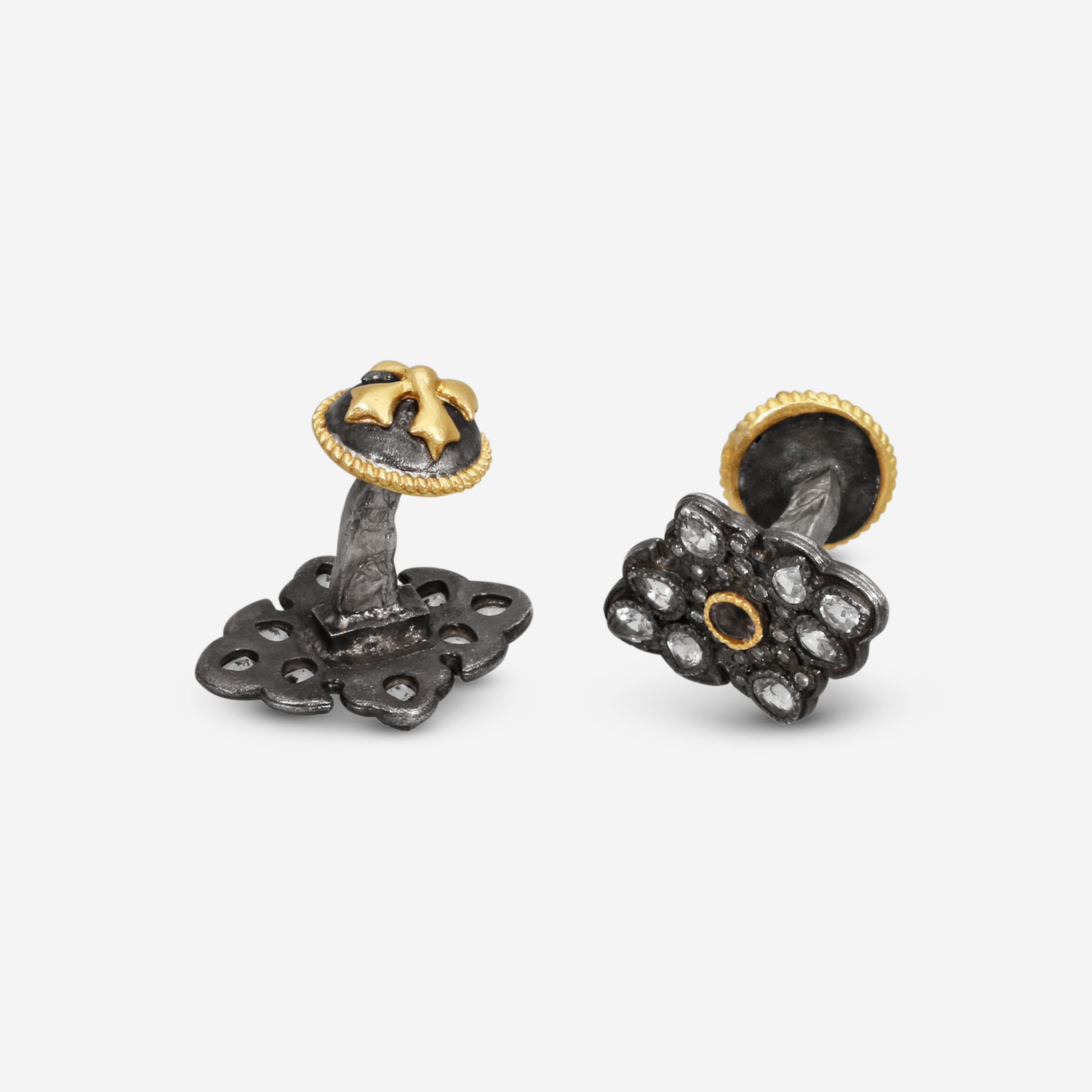 Armenta 18K Yellow Gold & Blackened Sterling Silver Multi-Stone Cufflinks 18049 — view 5