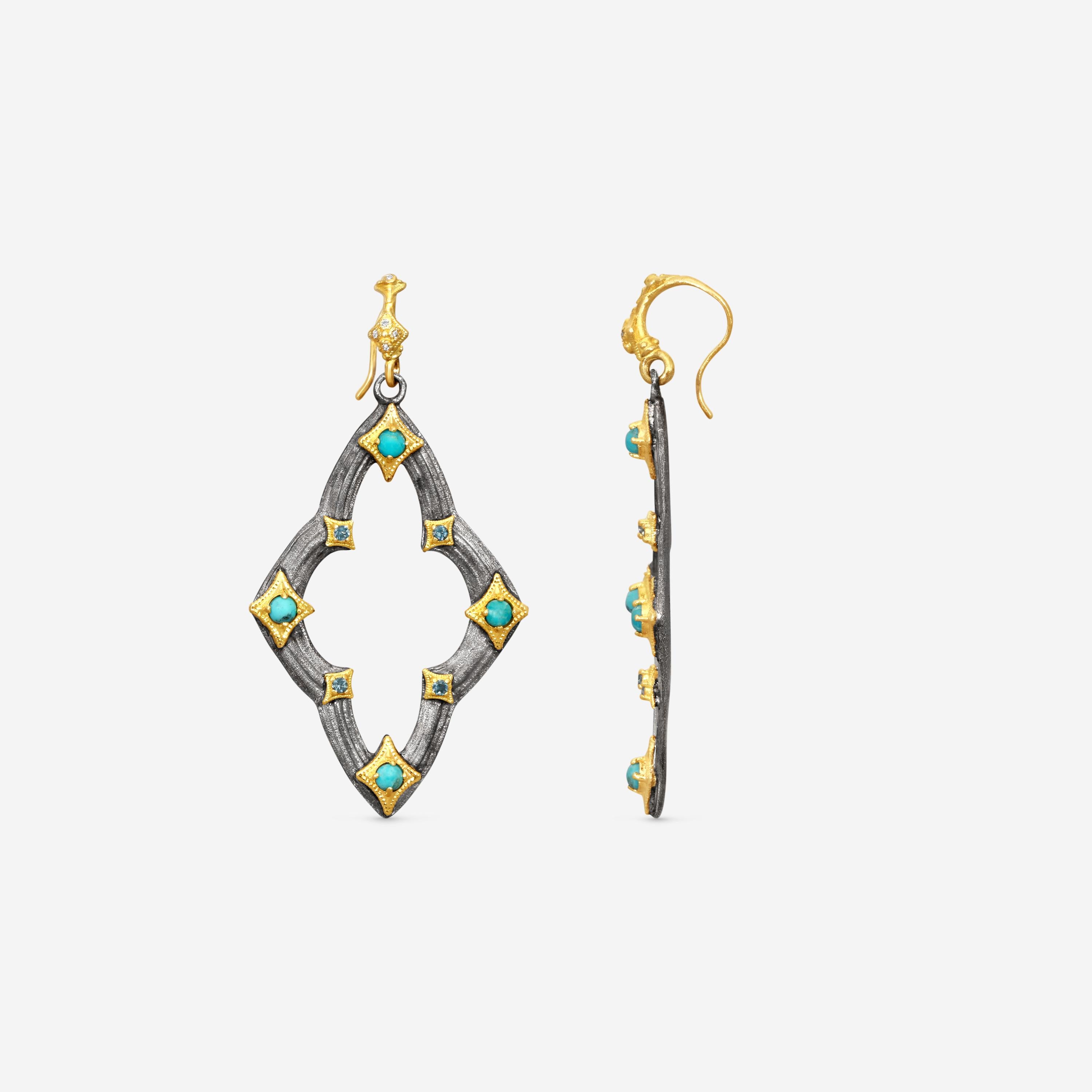 Armenta 18K Yellow Gold & Grey Sterling Silver Multi-Stone Drop Earrings 21755 — view 4