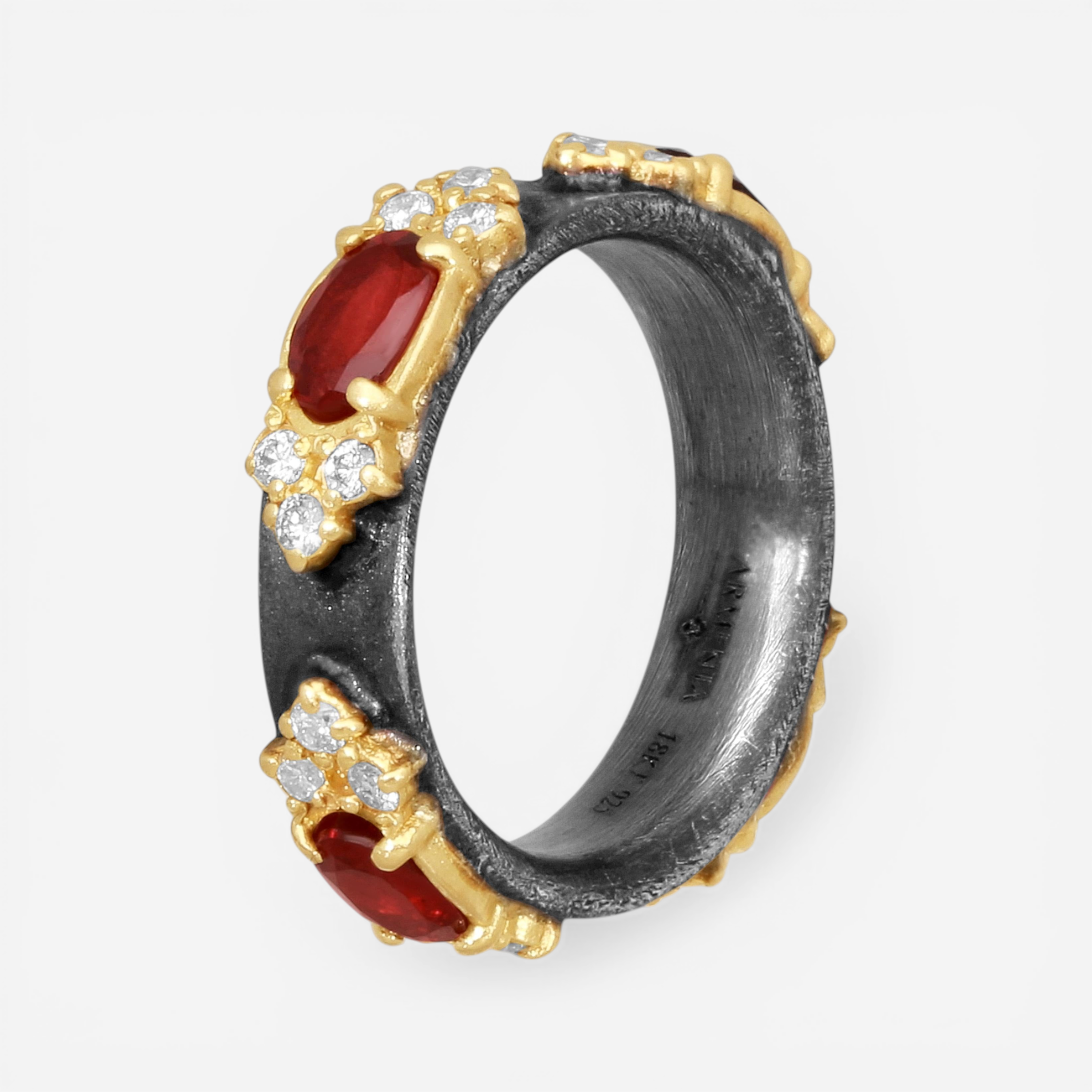 Armenta 18K Yellow Gold & Blackened Sterling Silver Multistone Ring Sz. 7 18477 — view 2