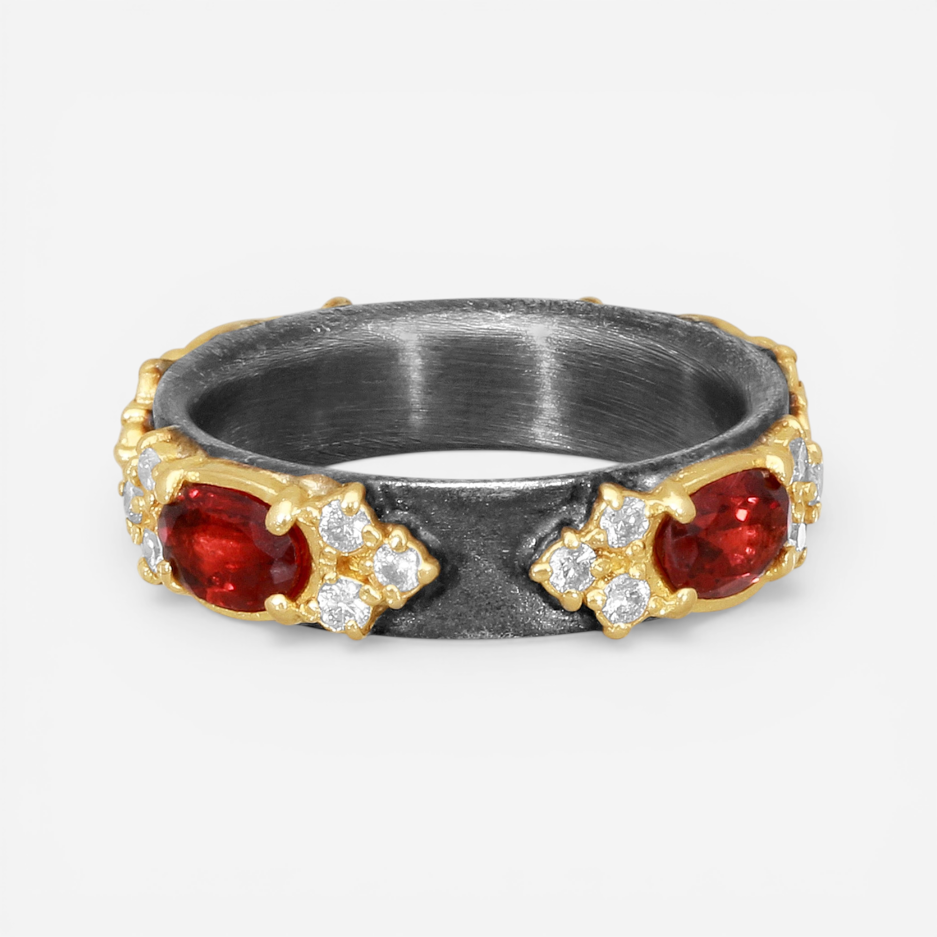 Armenta 18K Yellow Gold & Blackened Sterling Silver Multistone Ring Sz. 7 18477 — view 3