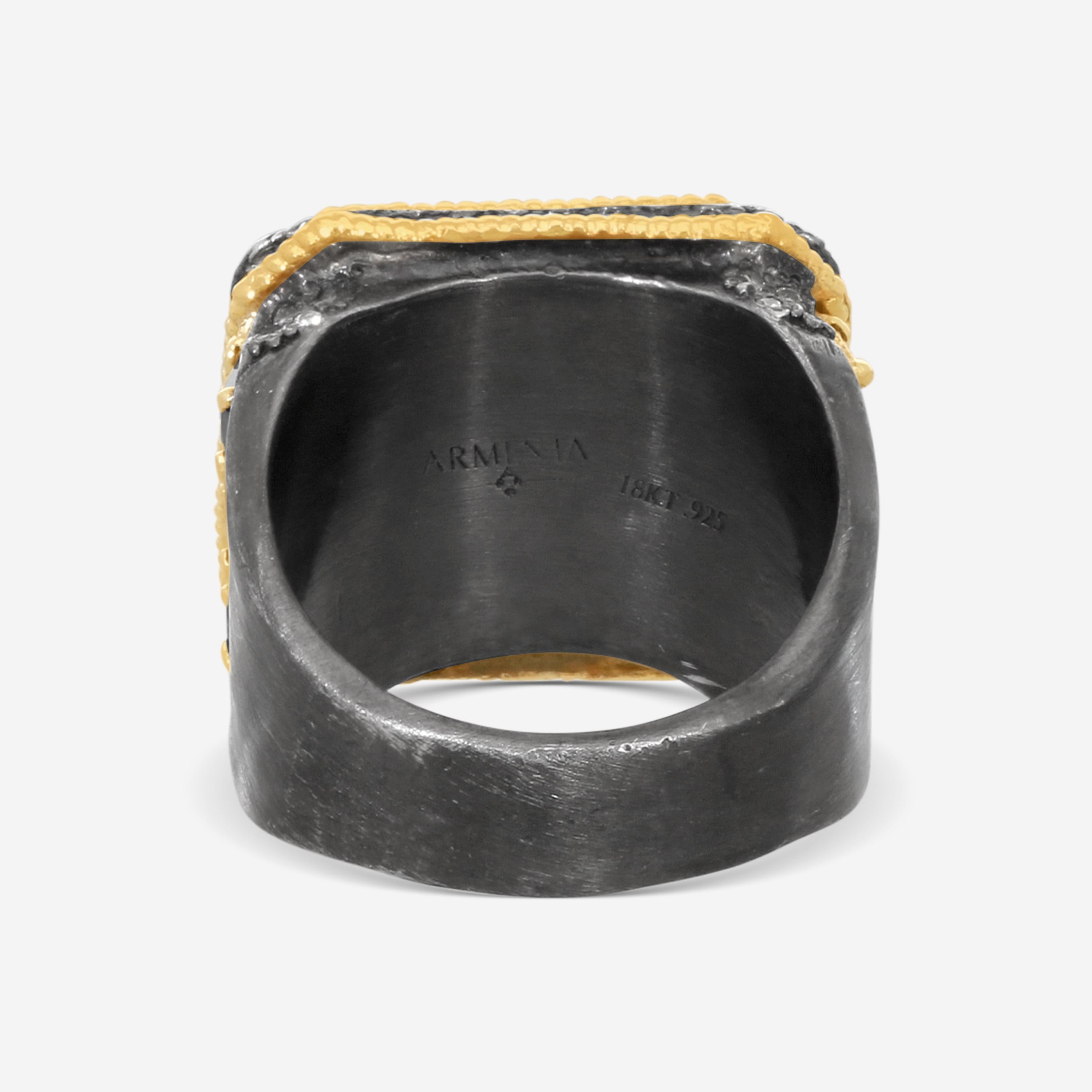 Armenta 18K Yellow Gold & Grey Sterling Silver Wide Band Ring Sz. 8 21500 — view 4