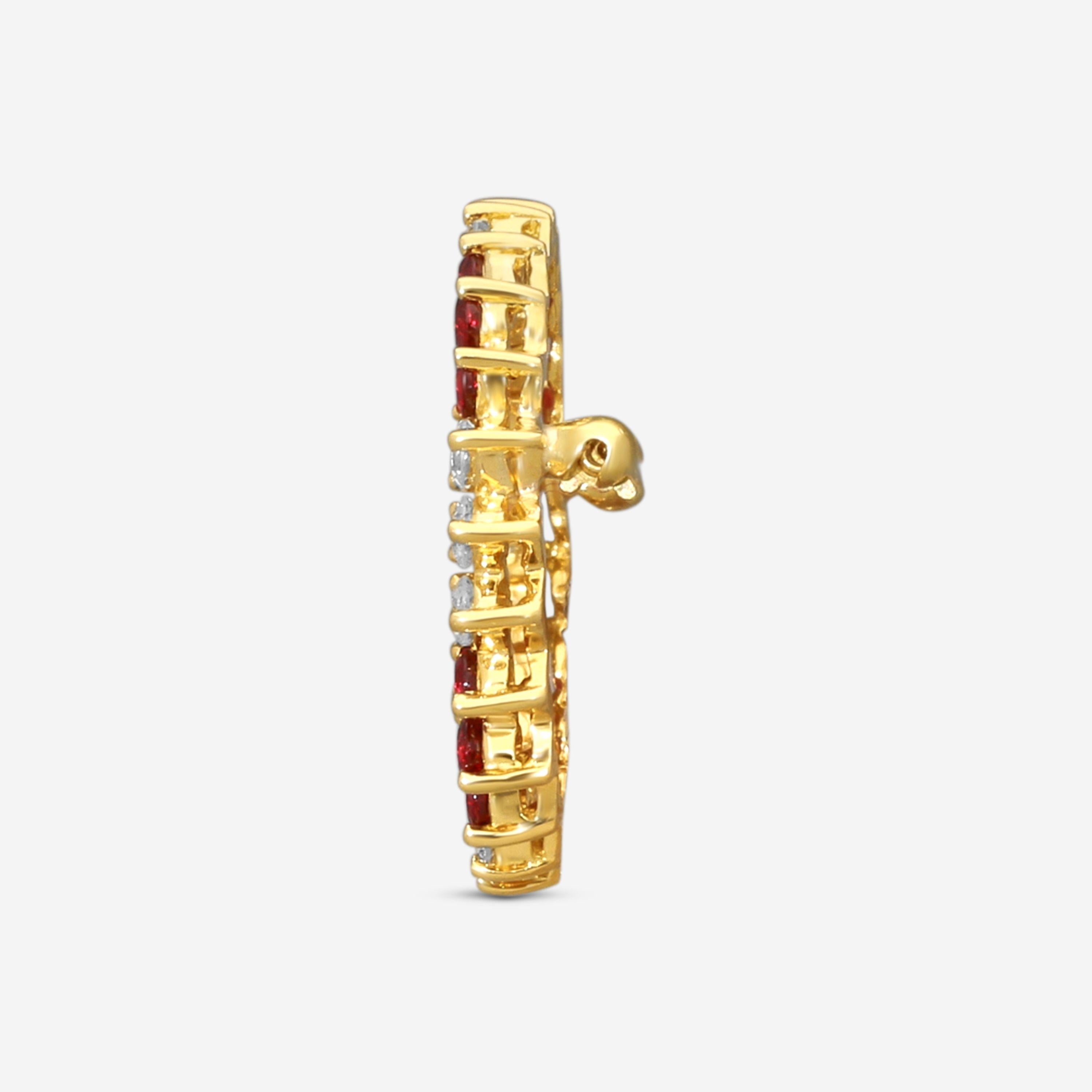 Suna 18K Yellow Gold Diamond & Ruby Circle Pin P7139RY — view 3