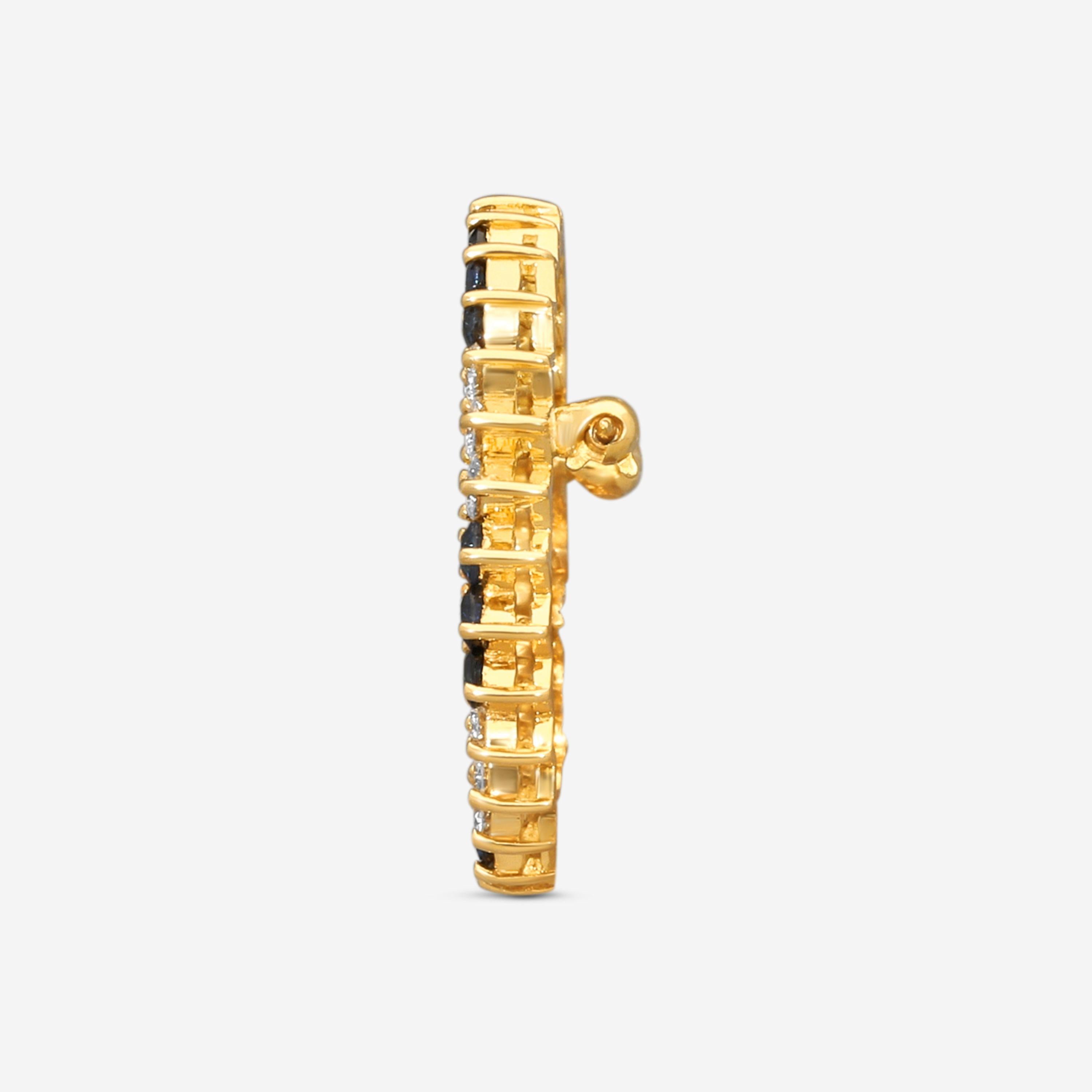 Suna 18K Yellow Gold Diamond & Sapphire Circle Pin P7139SY — view 3