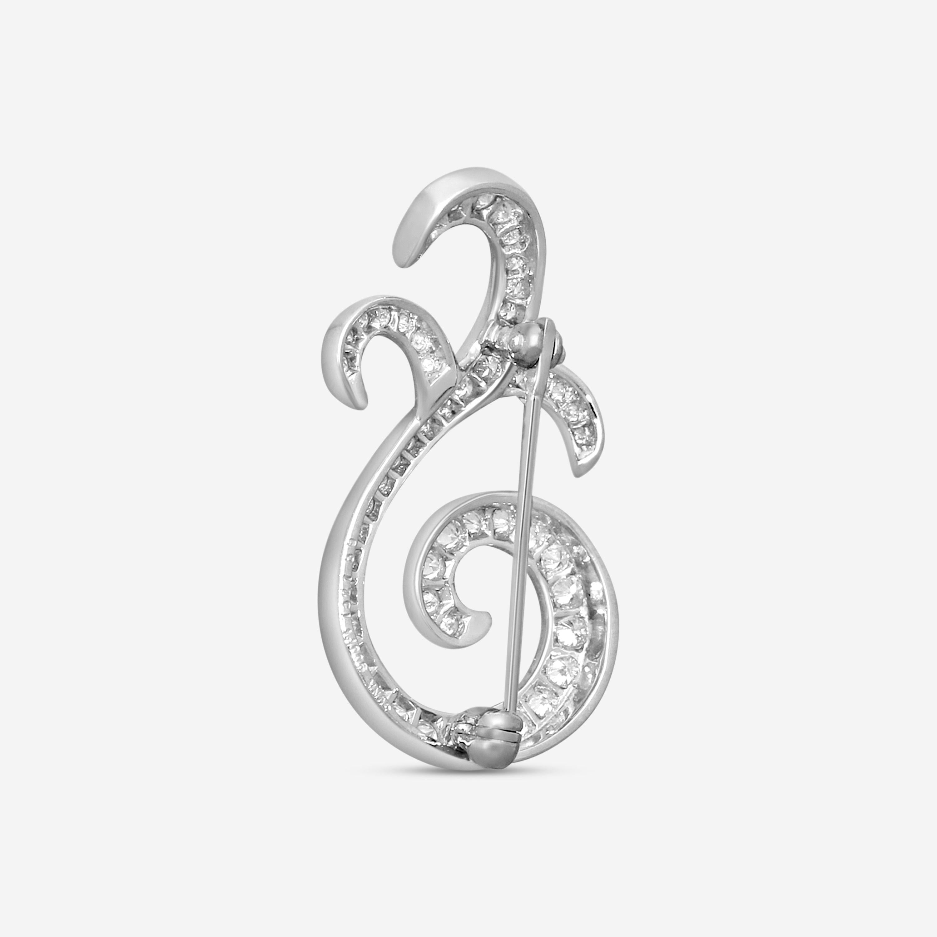 Suna Platinum Diamond Paisley Pin P7327P — view 4