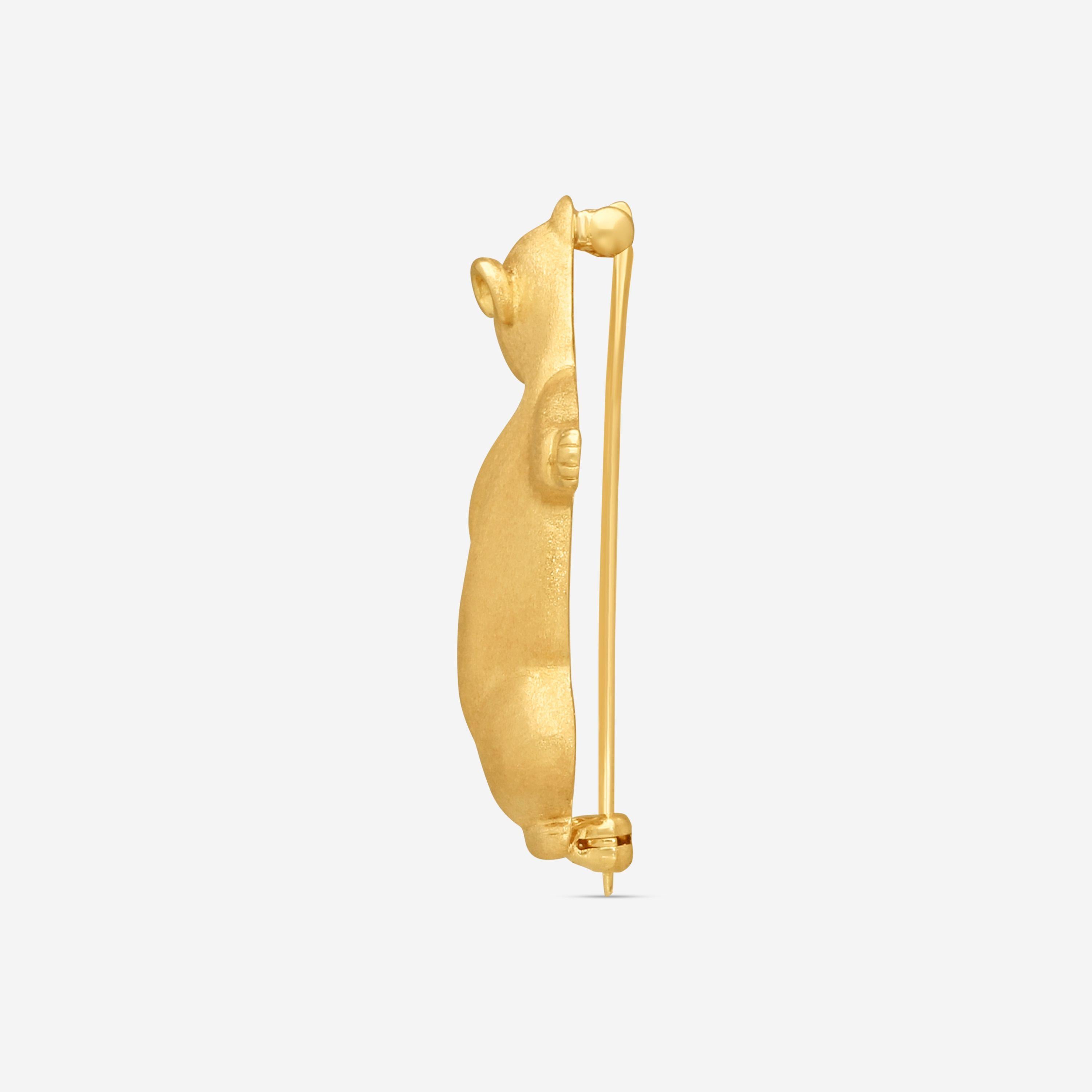 Suna 18K Yellow Gold Sapphire & Diamond Bear Pin P7142SY — view 4