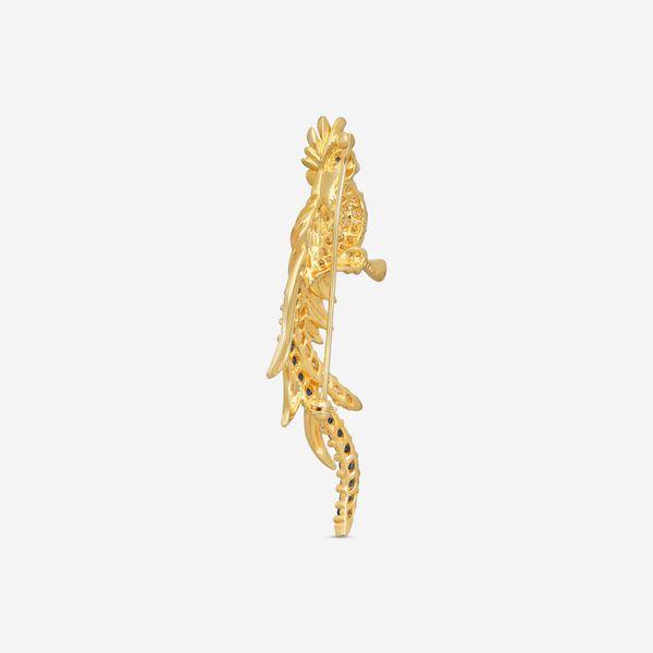 Suna 18K Yellow Gold Sapphire & Diamond Paradise Bird Pin P7300SY — view 5