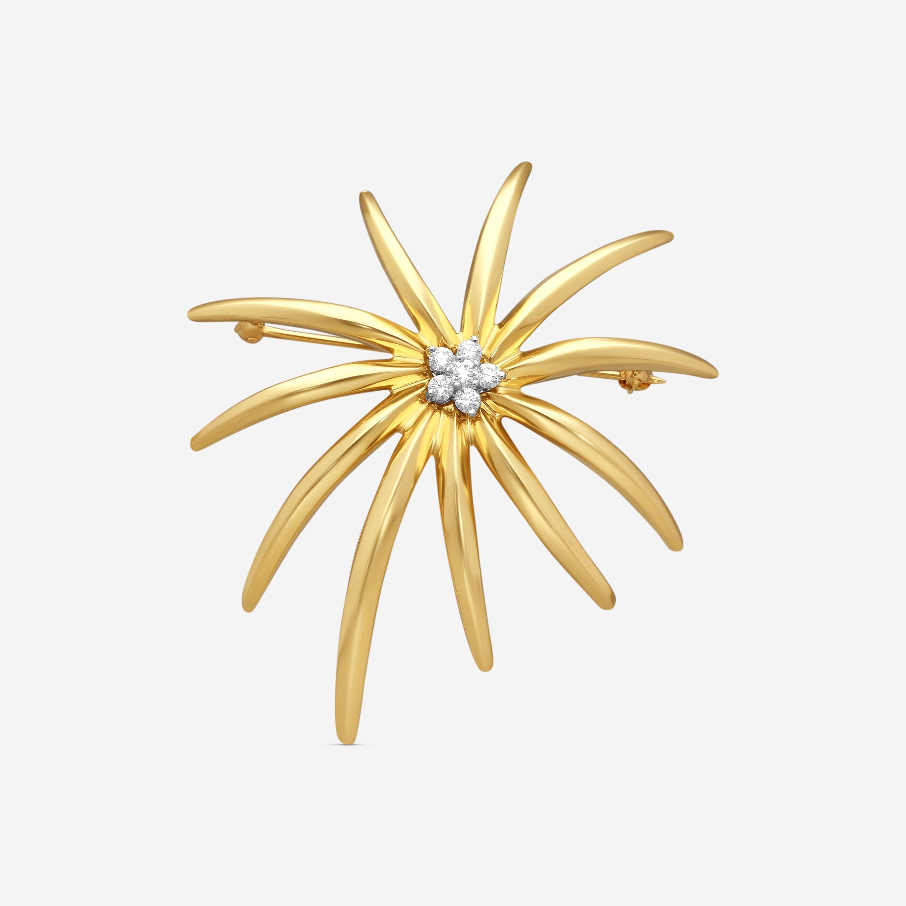 Suna 18K Yellow Gold & Platinum Diamond Beveled Pin P7433T