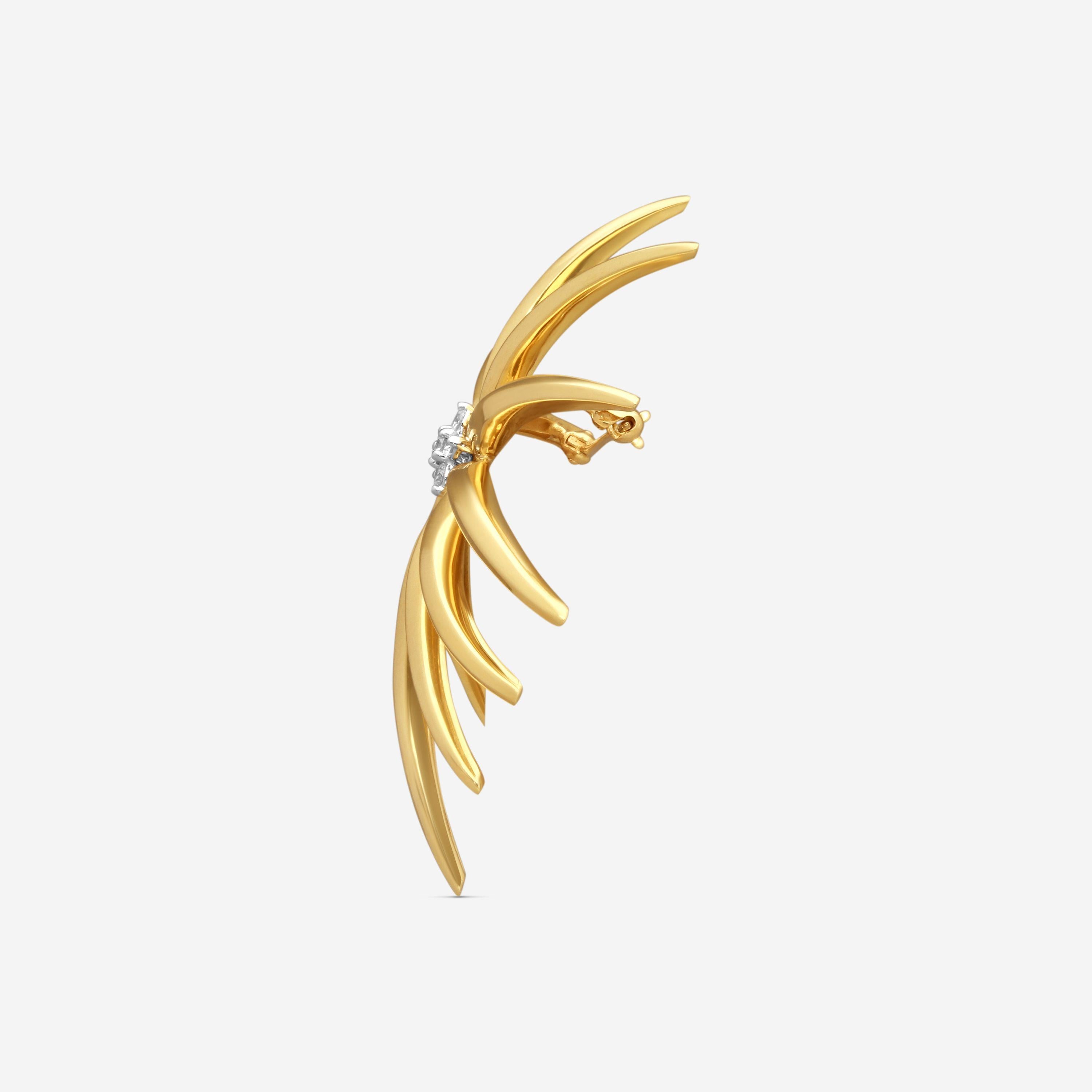 Suna 18K Yellow Gold & Platinum Diamond Beveled Pin P7433T — view 4