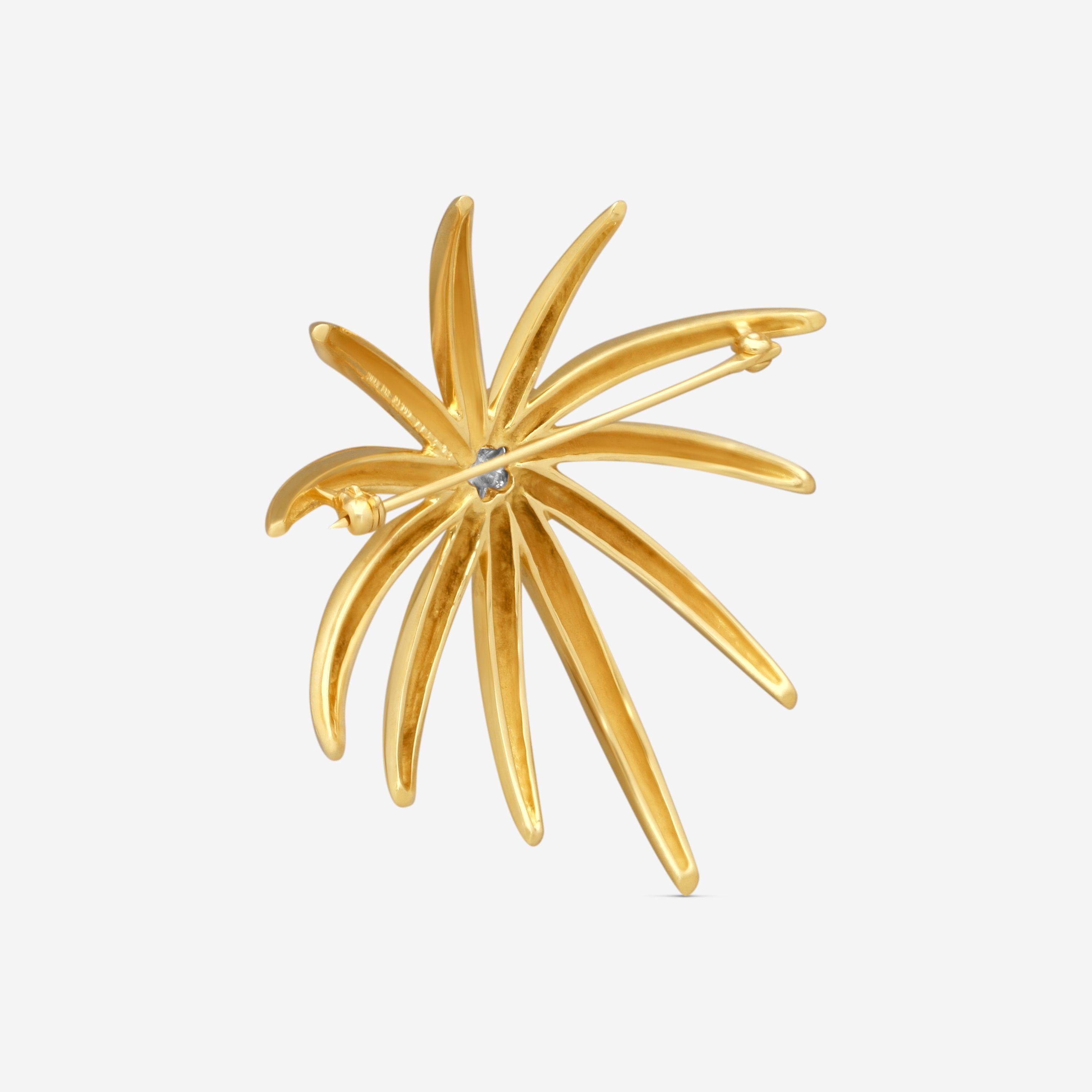 Suna 18K Yellow Gold & Platinum Diamond Beveled Pin P7433T — view 5